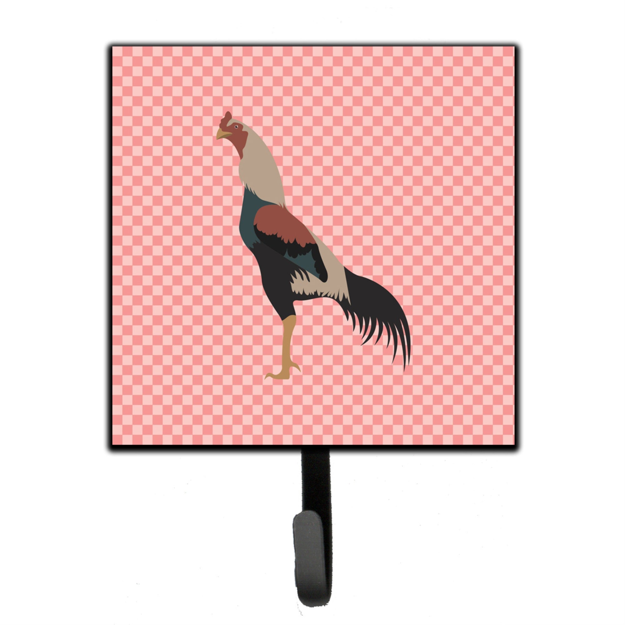 Caroline'S Treasures Kulang Chicken Pink Check Wall Hook, Small, Multicolor