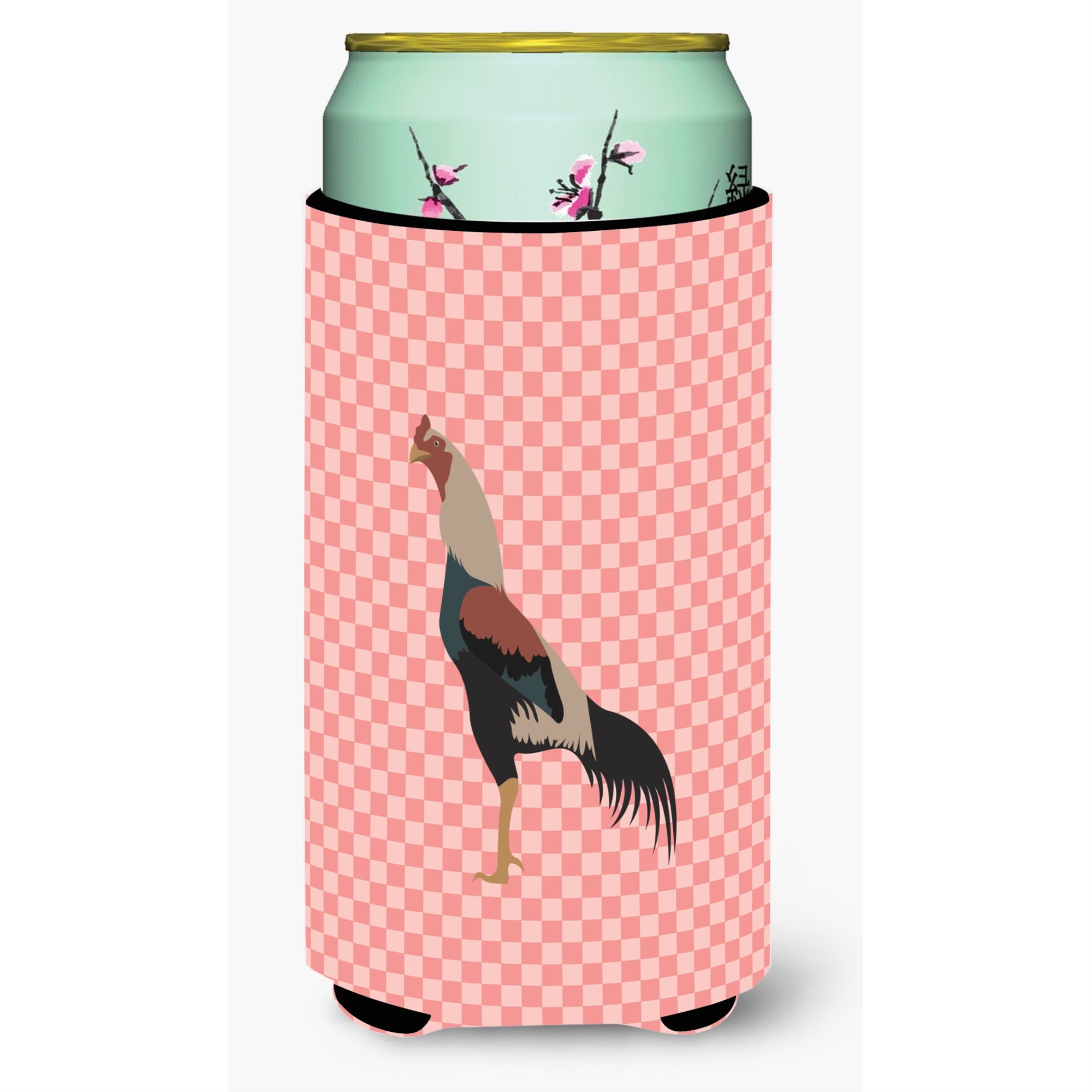 Caroline'S Treasures Kulang Chicken Pink Check Decorative Can Hugger, Tall Boy, Multicolor