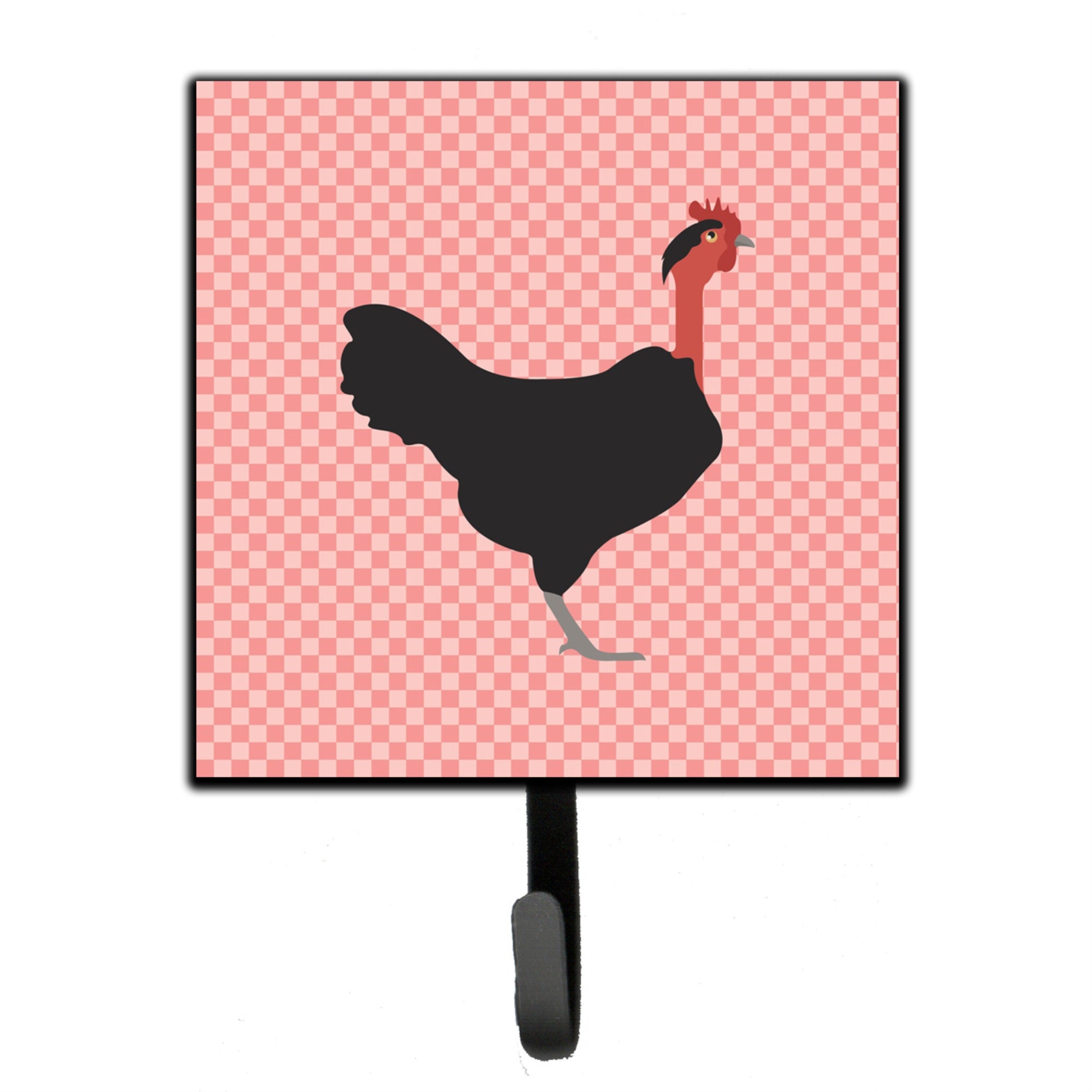 Caroline'S Treasures Naked Neck Chicken Pink Check Wall Hook, Small, Multicolor