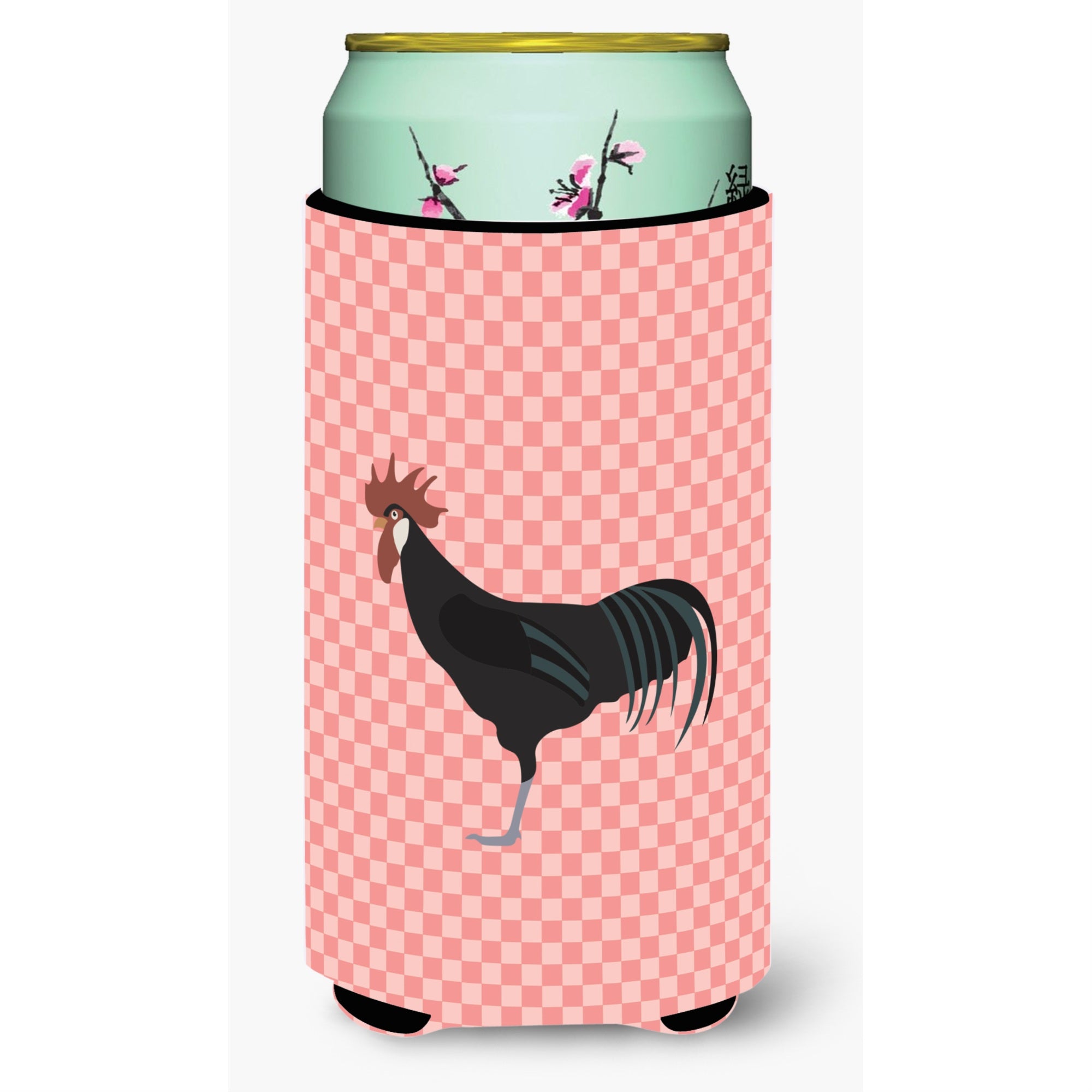Caroline'S Treasures Minorca Ctalalan Chicken Pink Check Decorative Can Hugger, Tall Boy, Multicolor