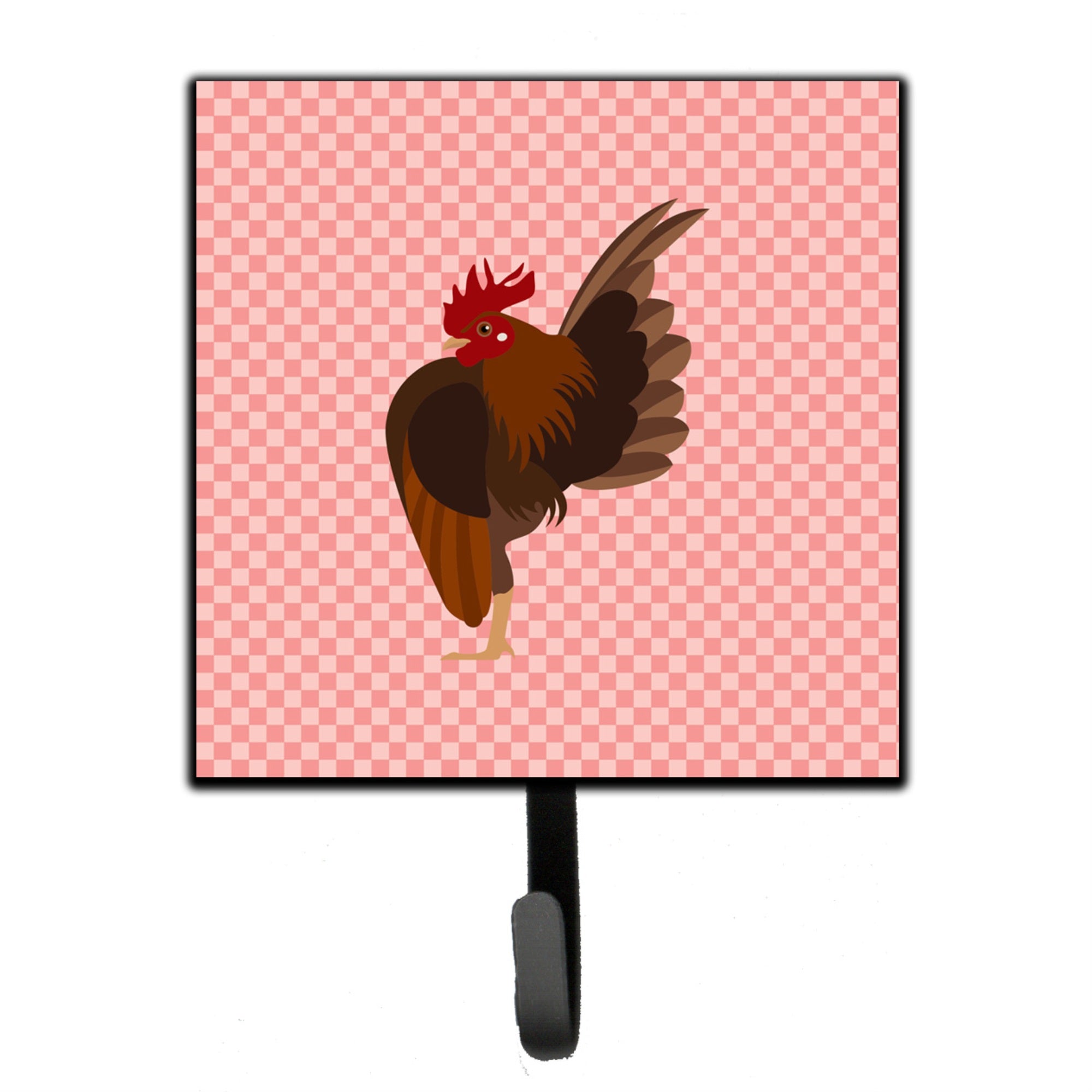Caroline'S Treasures Malaysian Serama Chicken Pink Check Wall Hook, Small, Multicolor