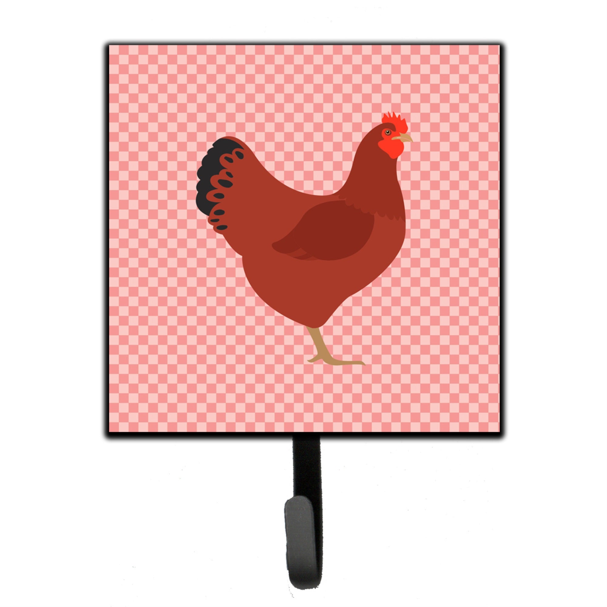 Caroline'S Treasures New Hampshire Red Chicken Pink Check Wall Hook, Small, Multicolor