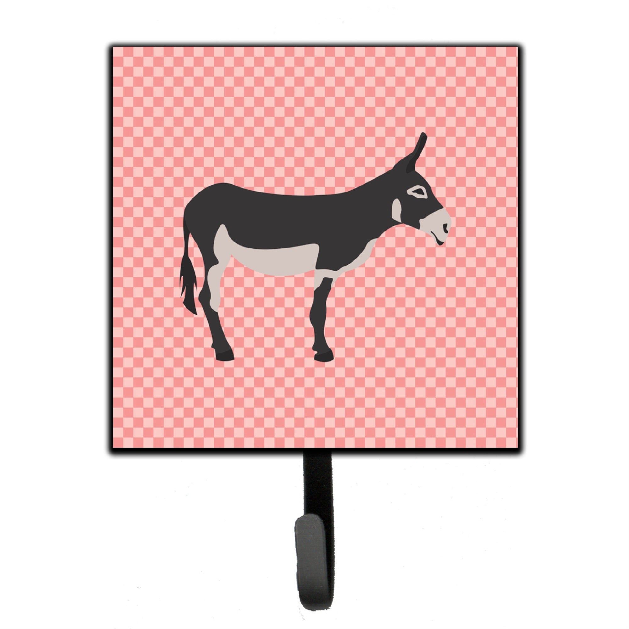Caroline'S Treasures American Mammoth Jack Donkey Pink Check Wall Hook, Small, Multicolor