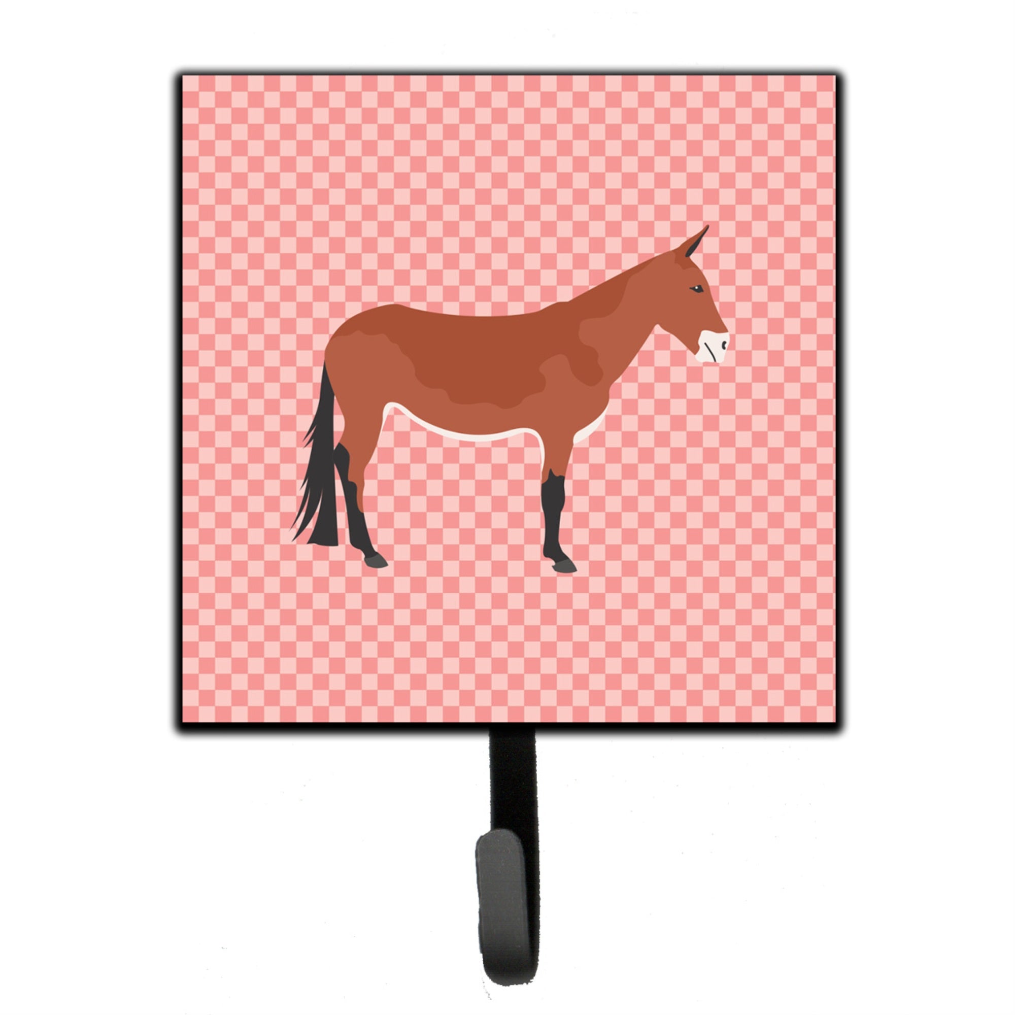 Caroline'S Treasures Mule Pink Check Wall Hook, Small, Multicolor