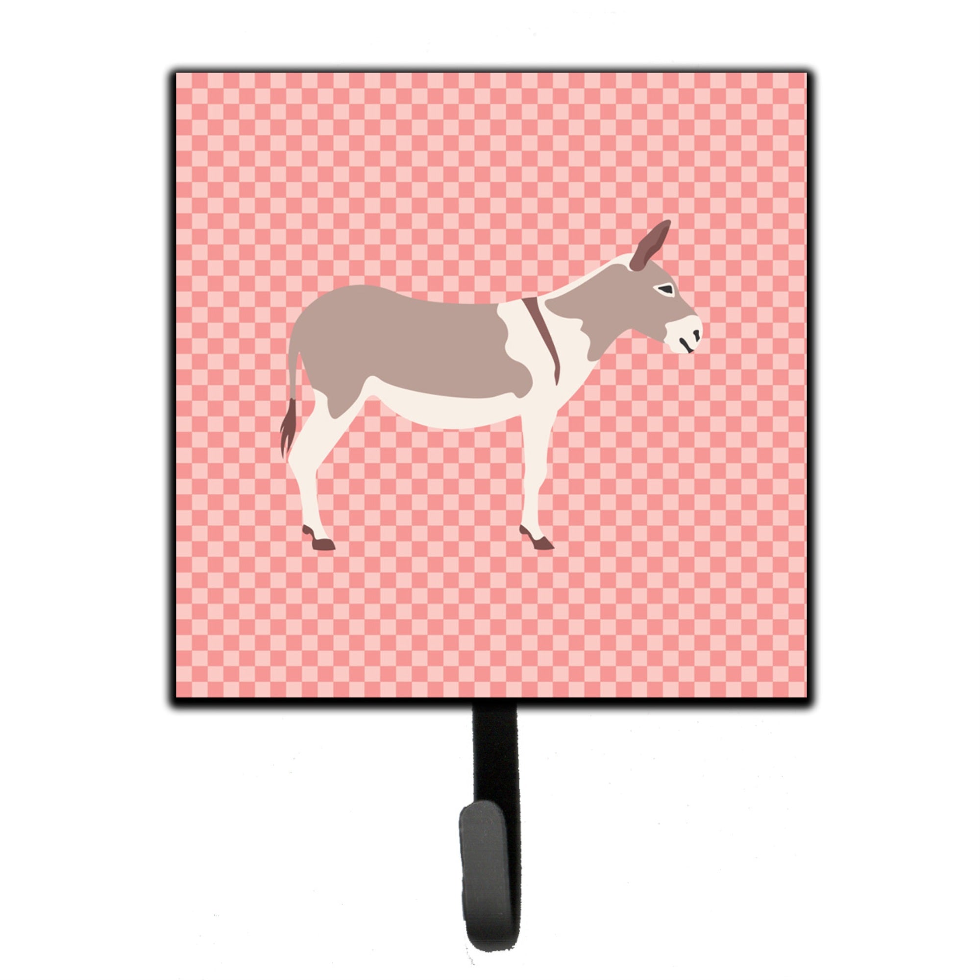 Caroline'S Treasures Australian Teamster Donkey Pink Check Wall Hook, Small, Multicolor