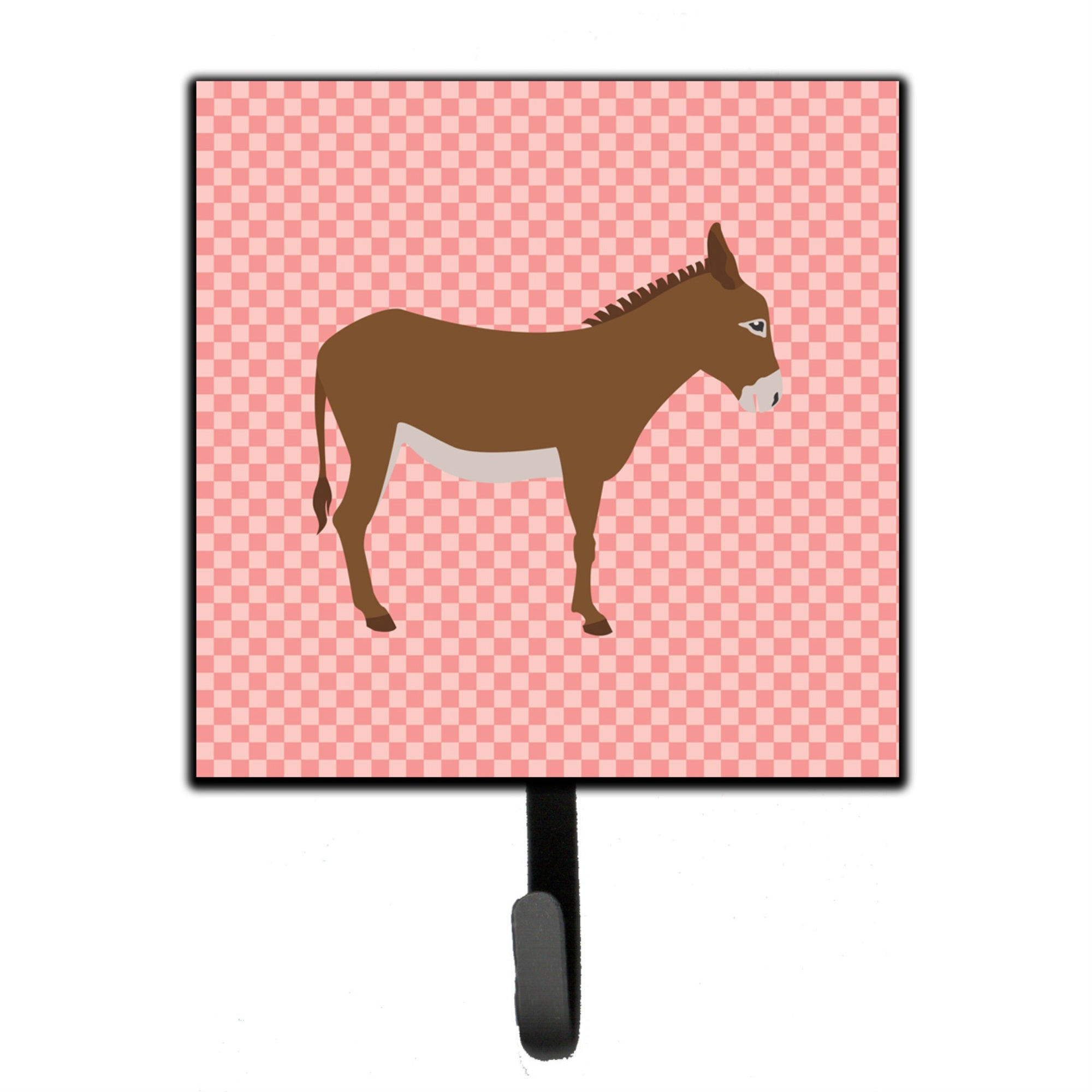 Caroline'S Treasures Cotentin Donkey Pink Check Wall Hook, Small, Multicolor