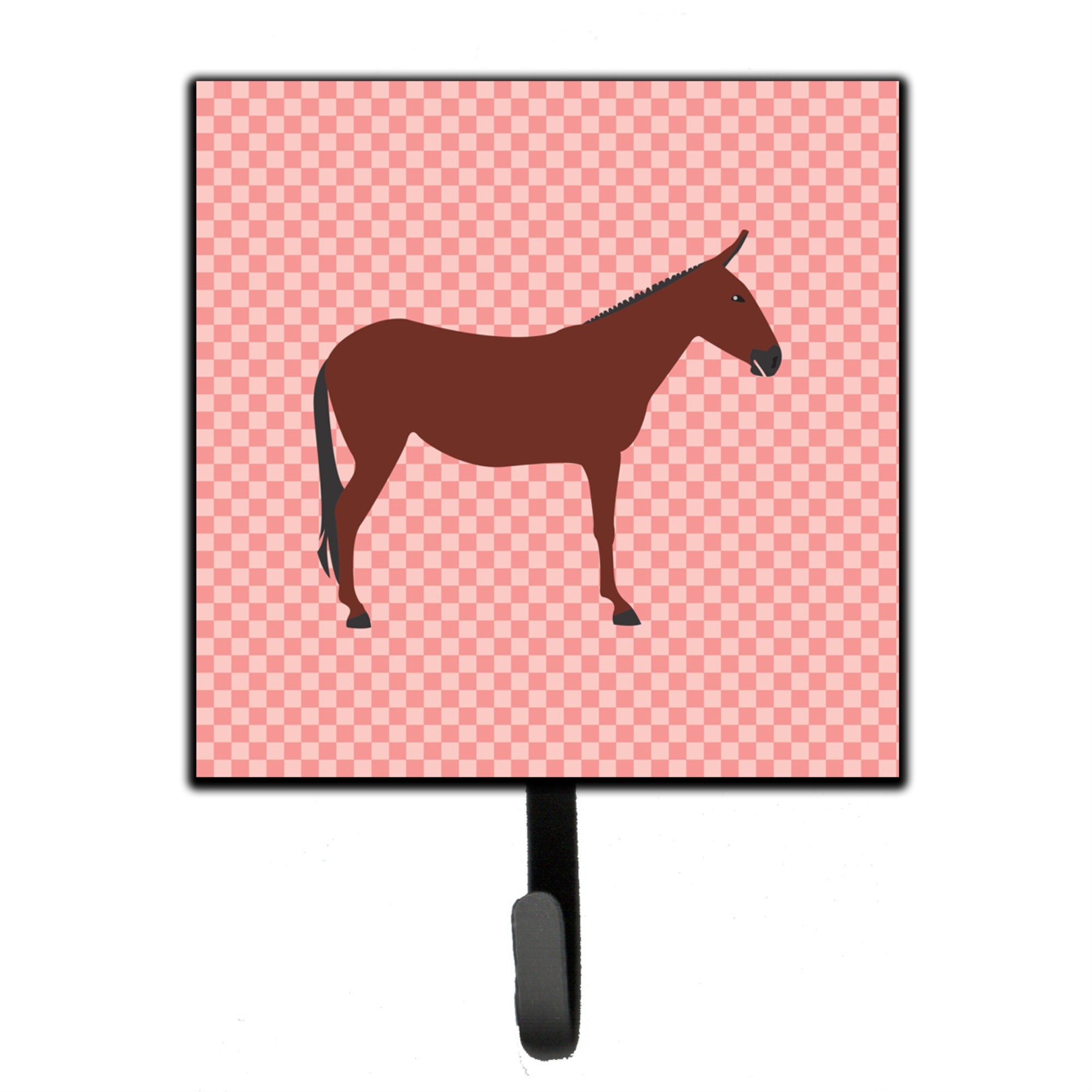 Caroline'S Treasures Hinny Horse Donkey Pink Check Wall Hook, Small, Multicolor