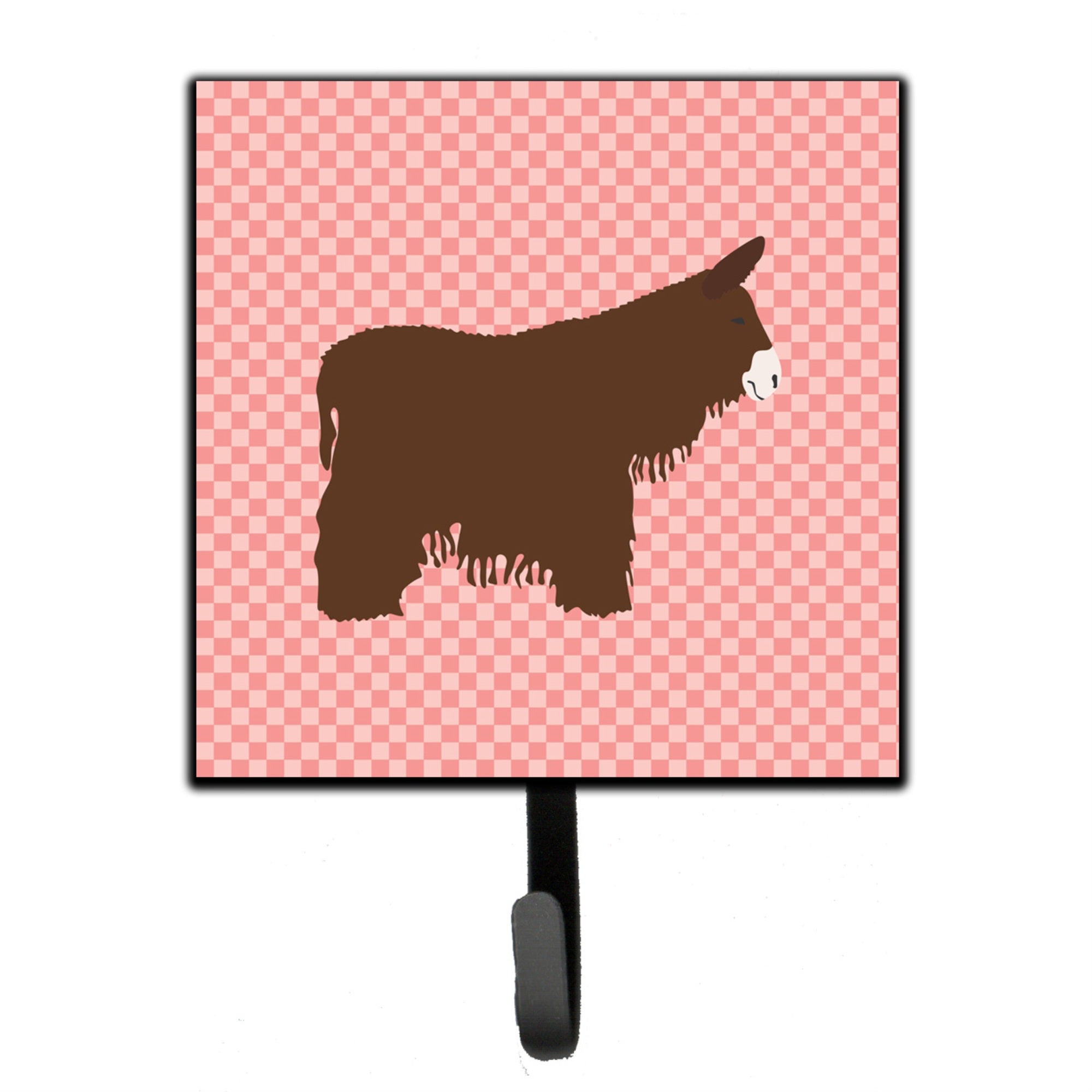 Caroline'S Treasures Poitou Poiteuin Donkey Pink Check Wall Hook, Small, Multicolor
