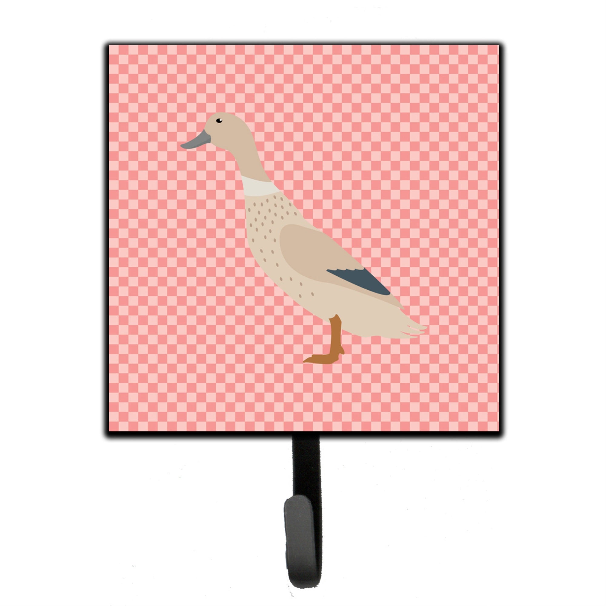 Caroline'S Treasures West Harlequin Duck Pink Check Wall Hook, Small, Multicolor