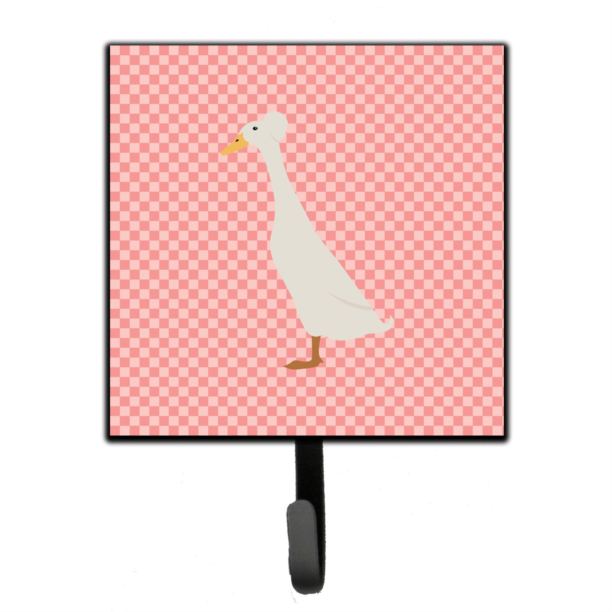 Caroline'S Treasures Bali Duck Pink Check Wall Hook, Small, Multicolor