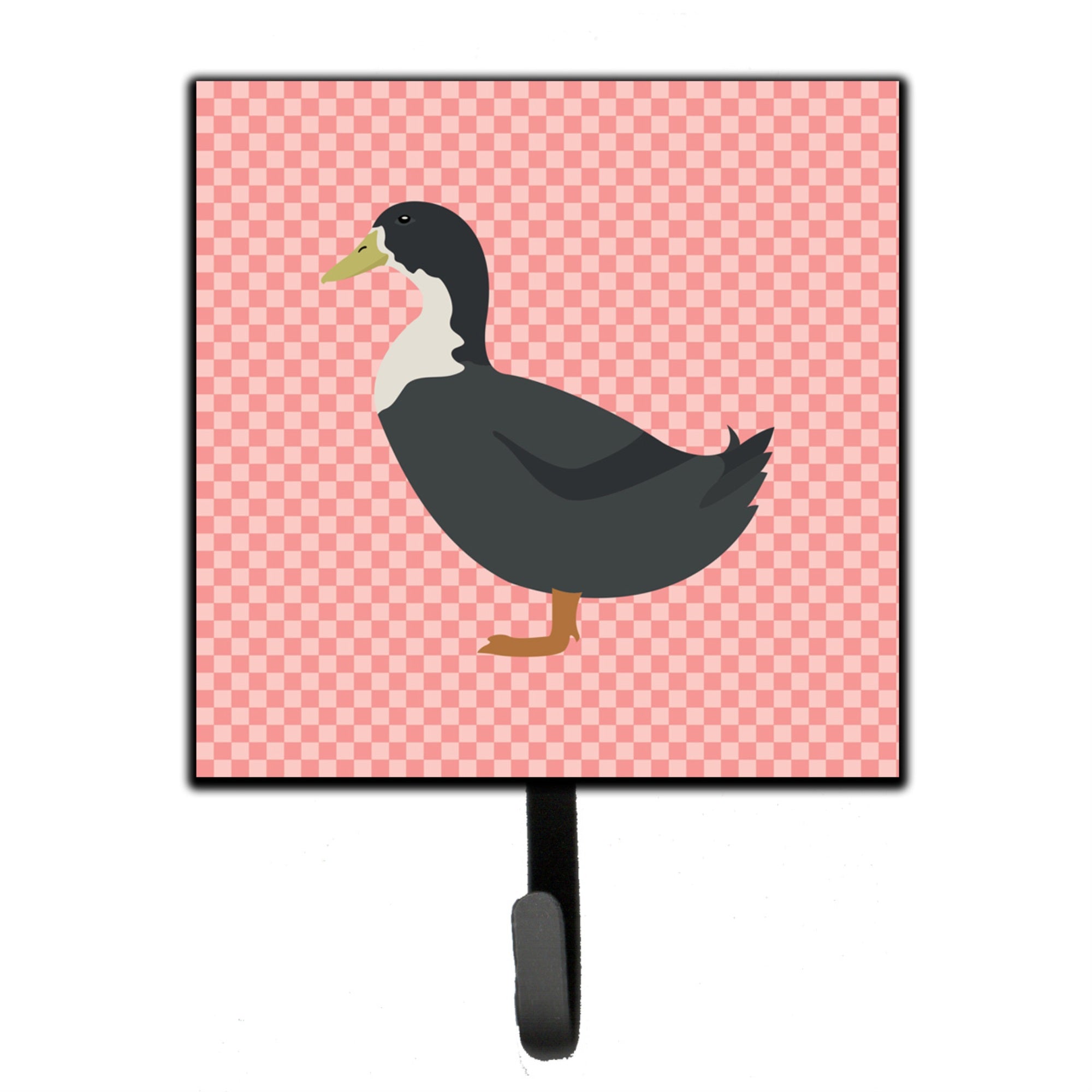 Caroline'S Treasures Blue Swedish Duck Pink Check Wall Hook, Small, Multicolor