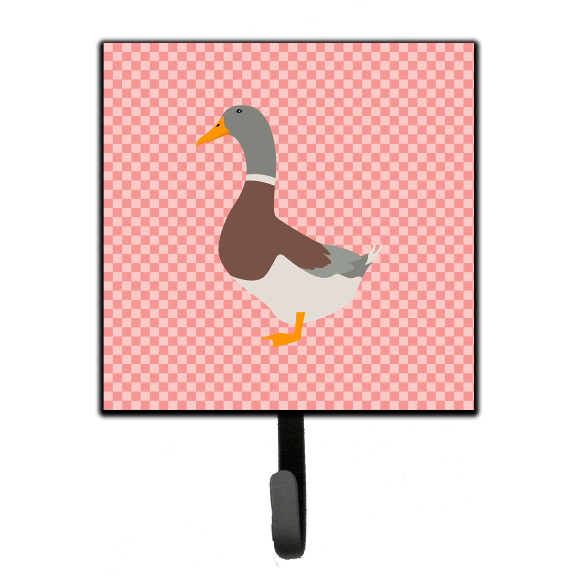 Caroline'S Treasures Saxony Sachsenente Duck Pink Check Wall Hook, Small, Multicolor