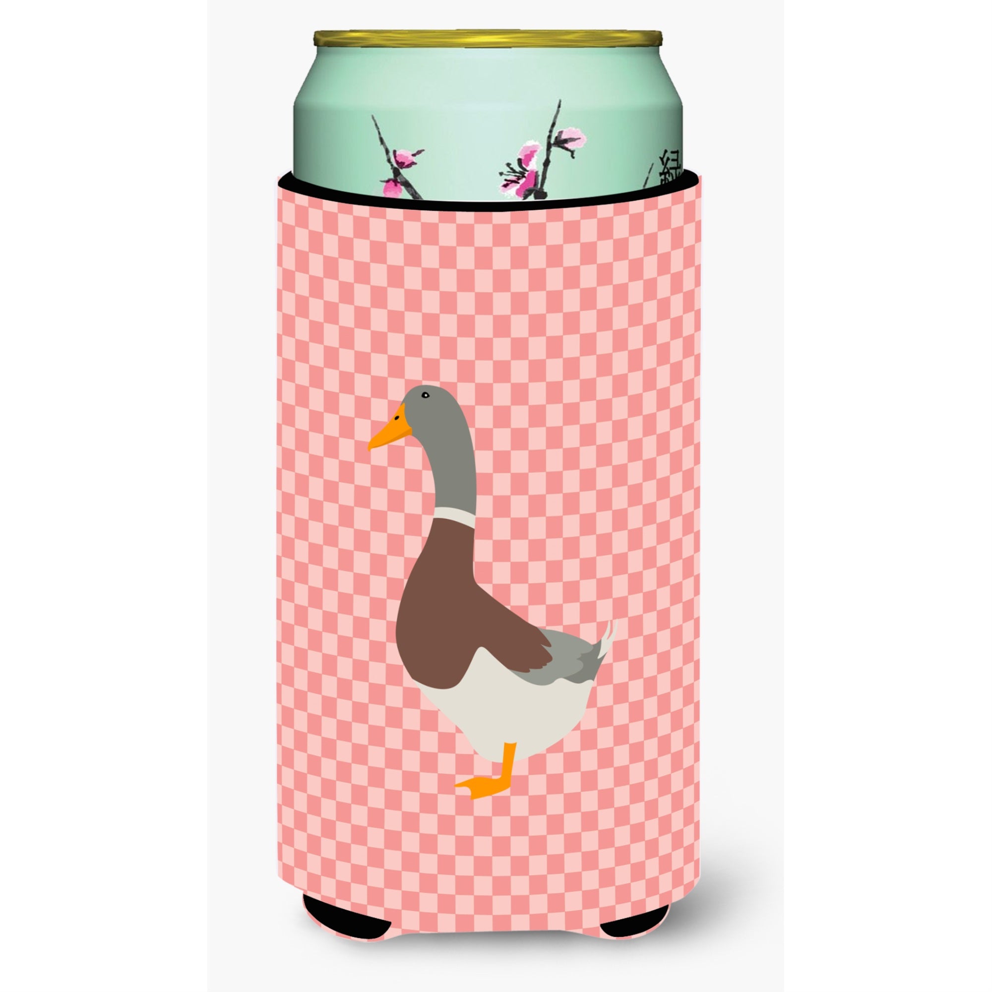 Caroline'S Treasures Saxony Sachsenente Duck Pink Check Decorative Can Hugger, Tall Boy, Multicolor