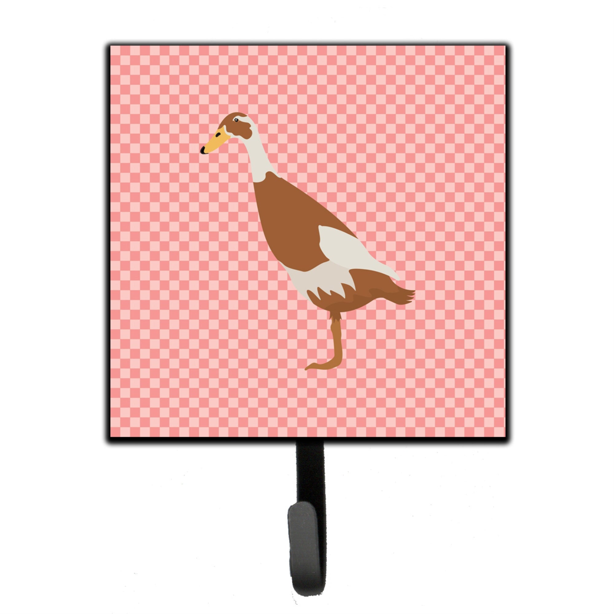 Caroline'S Treasures Indian Runner Duck Pink Check Wall Hook, Small, Multicolor