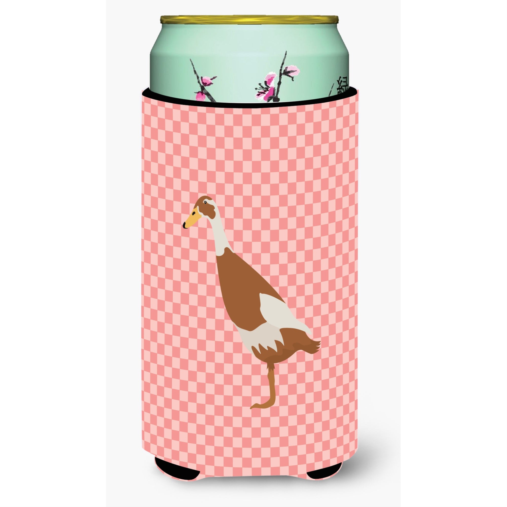 Caroline'S Treasures Indian Runner Duck Pink Check Decorative Can Hugger, Tall Boy, Multicolor
