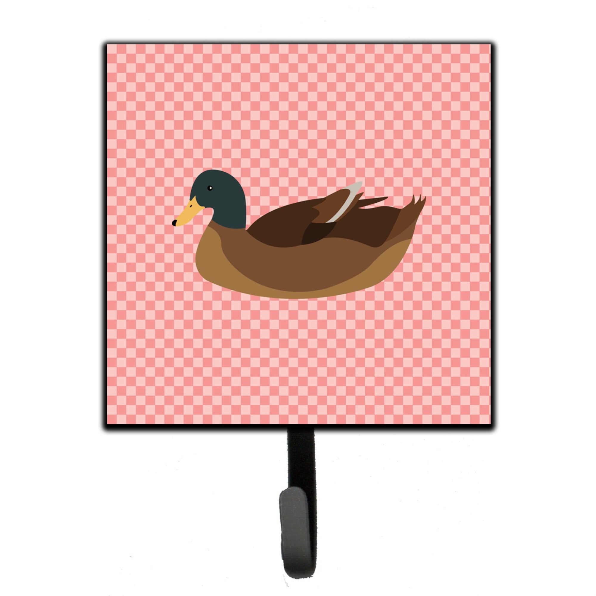 Caroline'S Treasures Khaki Campbell Duck Pink Check Wall Hook, Small, Multicolor