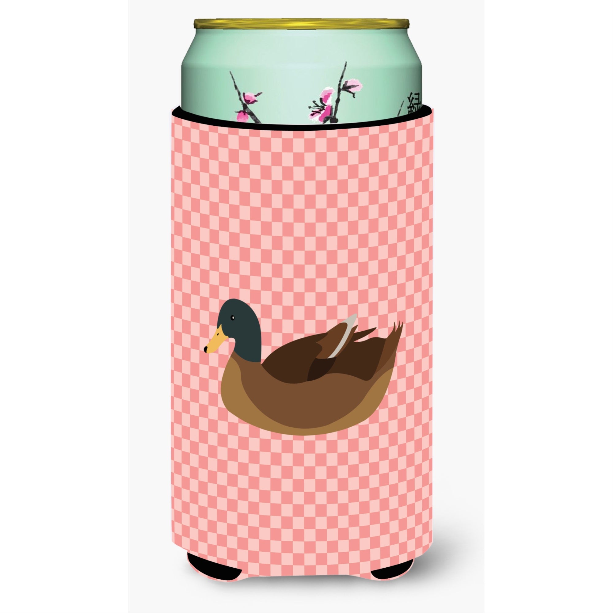 Caroline'S Treasures Khaki Campbell Duck Pink Check Decorative Can Hugger, Tall Boy, Multicolor