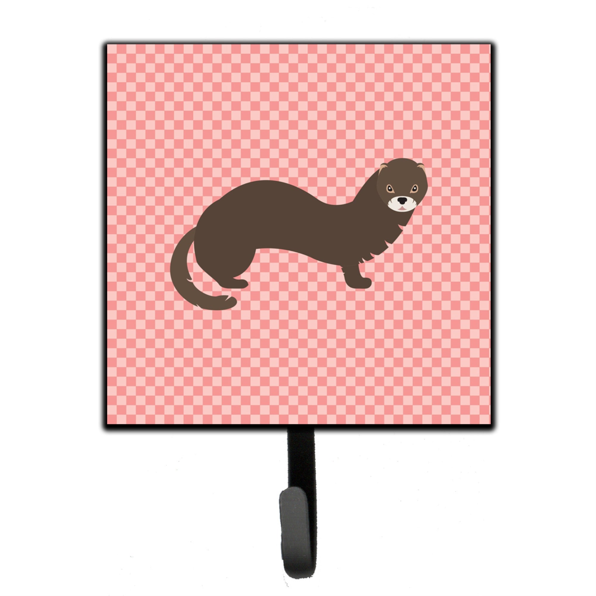 Caroline'S Treasures Russian Or European Mink Pink Check Wall Hook, Small, Multicolor