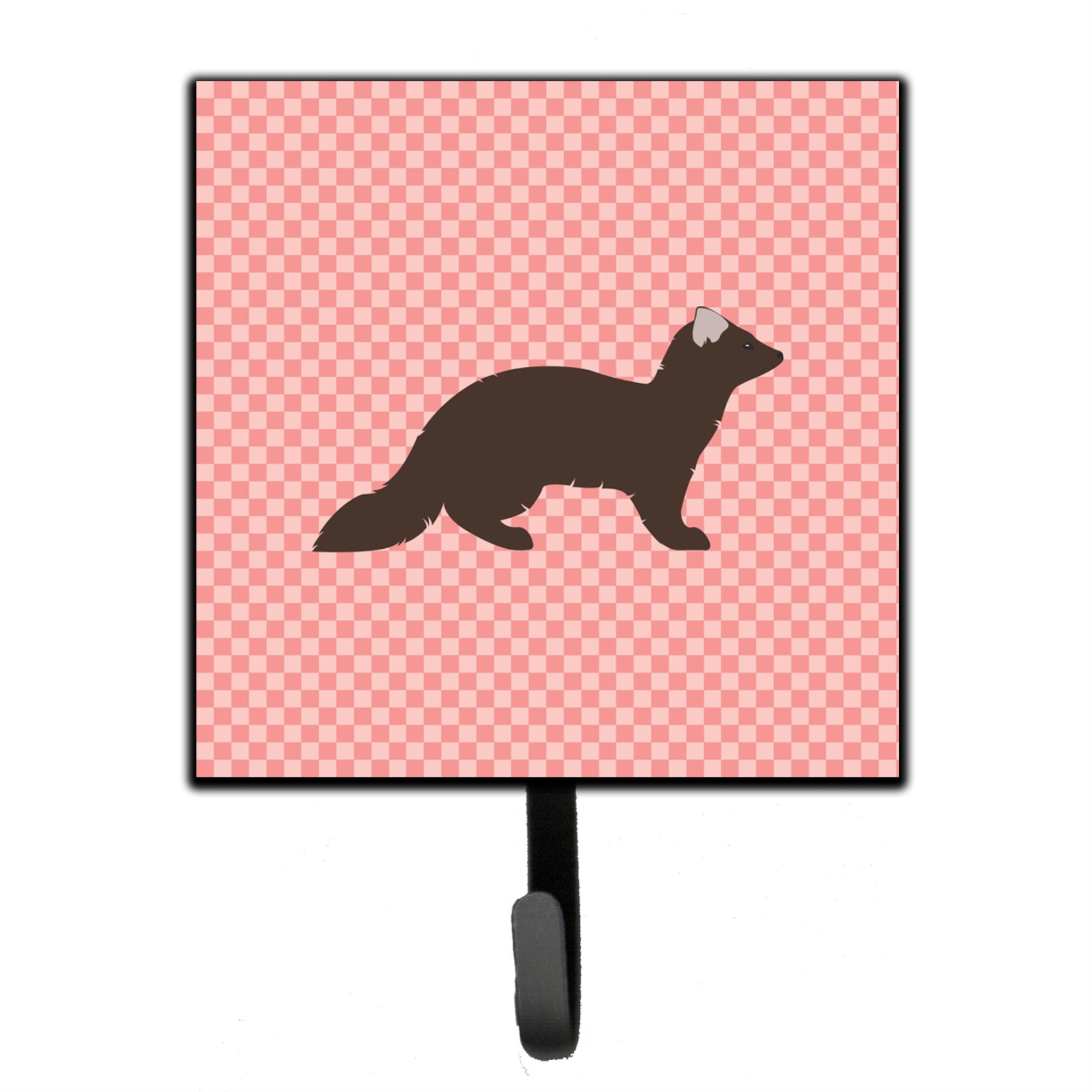 Caroline'S Treasures Sable Marten Pink Check Wall Hook, Small, Multicolor