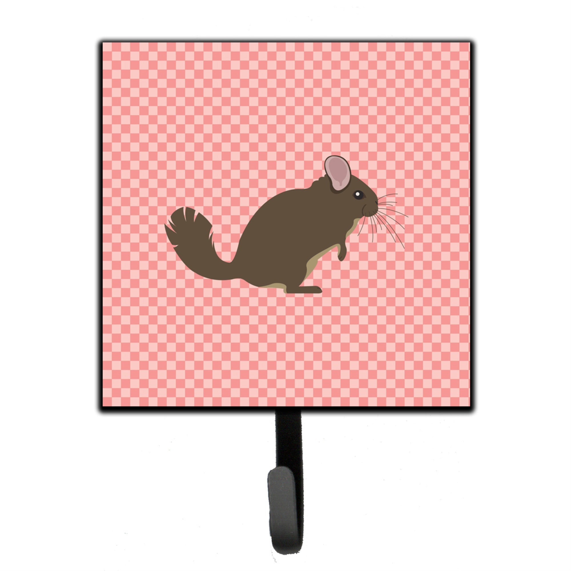 Caroline'S Treasures Chinchilla Pink Check Wall Hook, Small, Multicolor