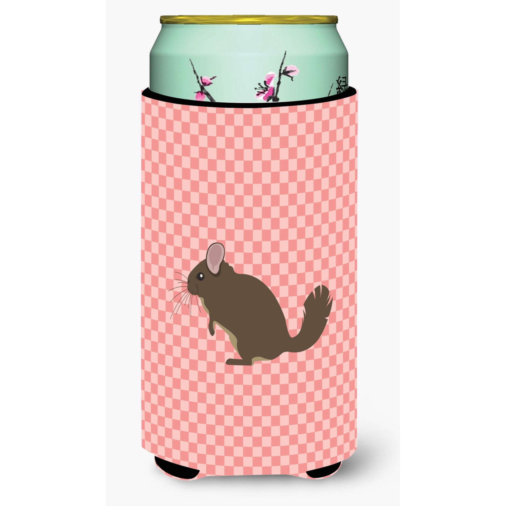 Caroline'S Treasures Chinchilla Pink Check Decorative Can Hugger, Tall Boy, Multicolor