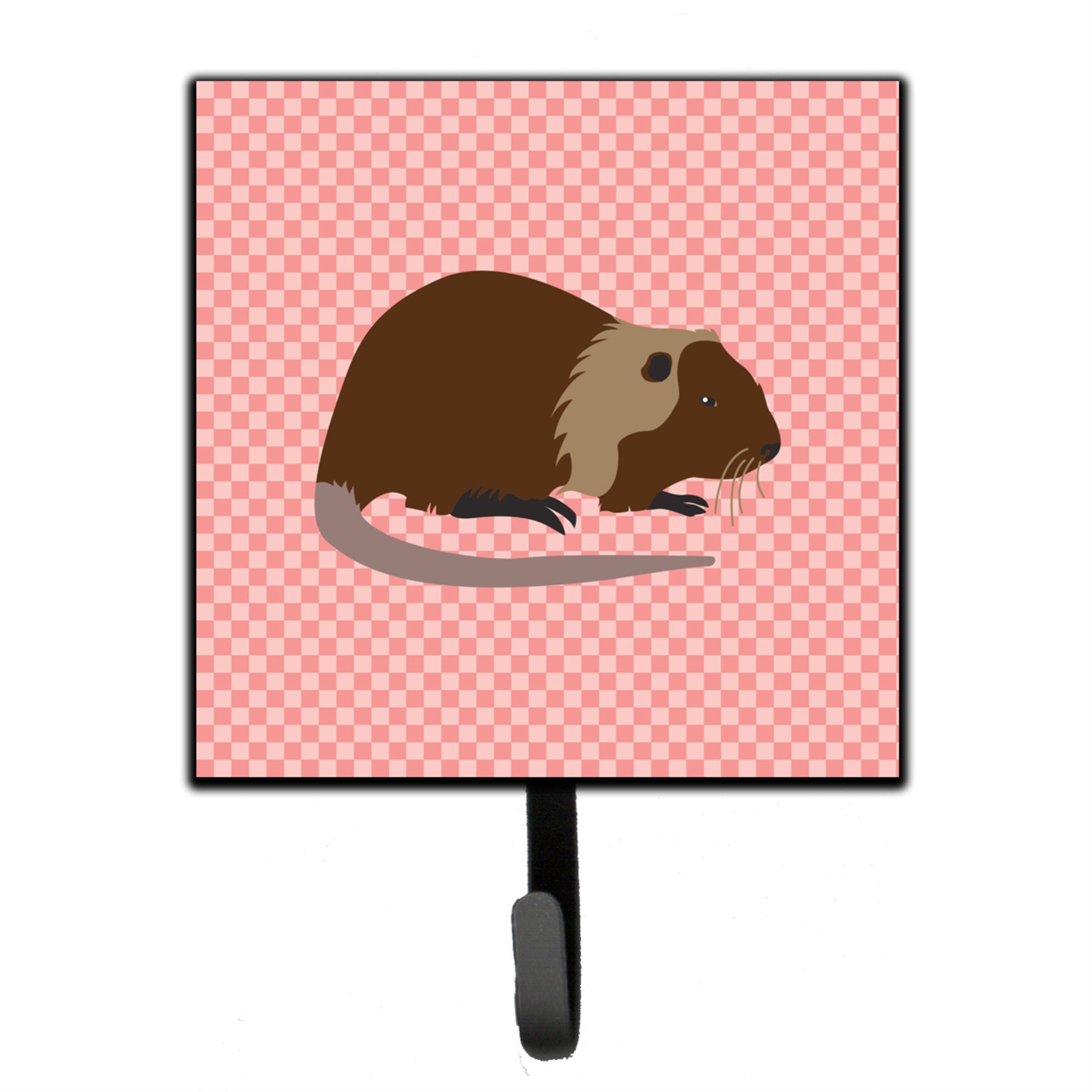 Caroline'S Treasures Coypu Nutria River Rat Pink Check Wall Hook, Small, Multicolor