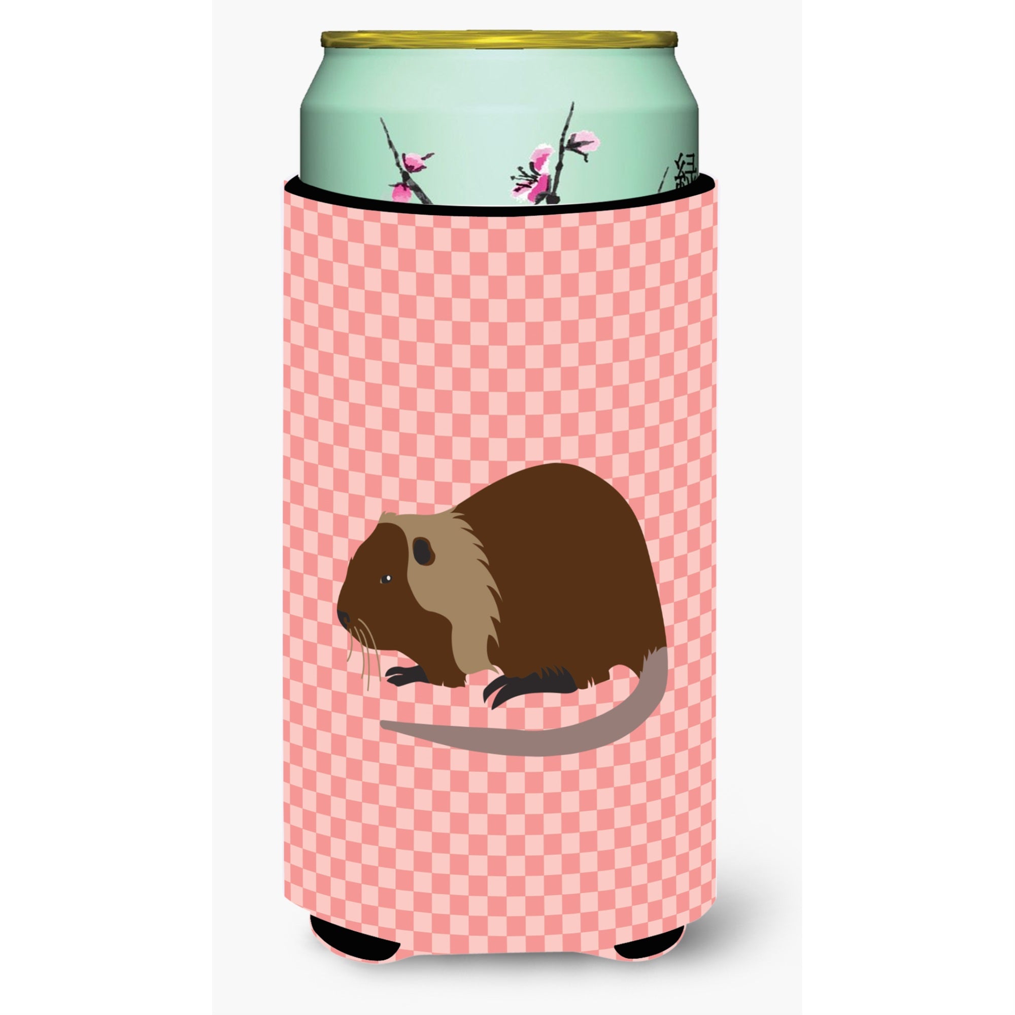 Caroline'S Treasures Coypu Nutria River Rat Pink Check Decorative Can Hugger, Tall Boy, Multicolor