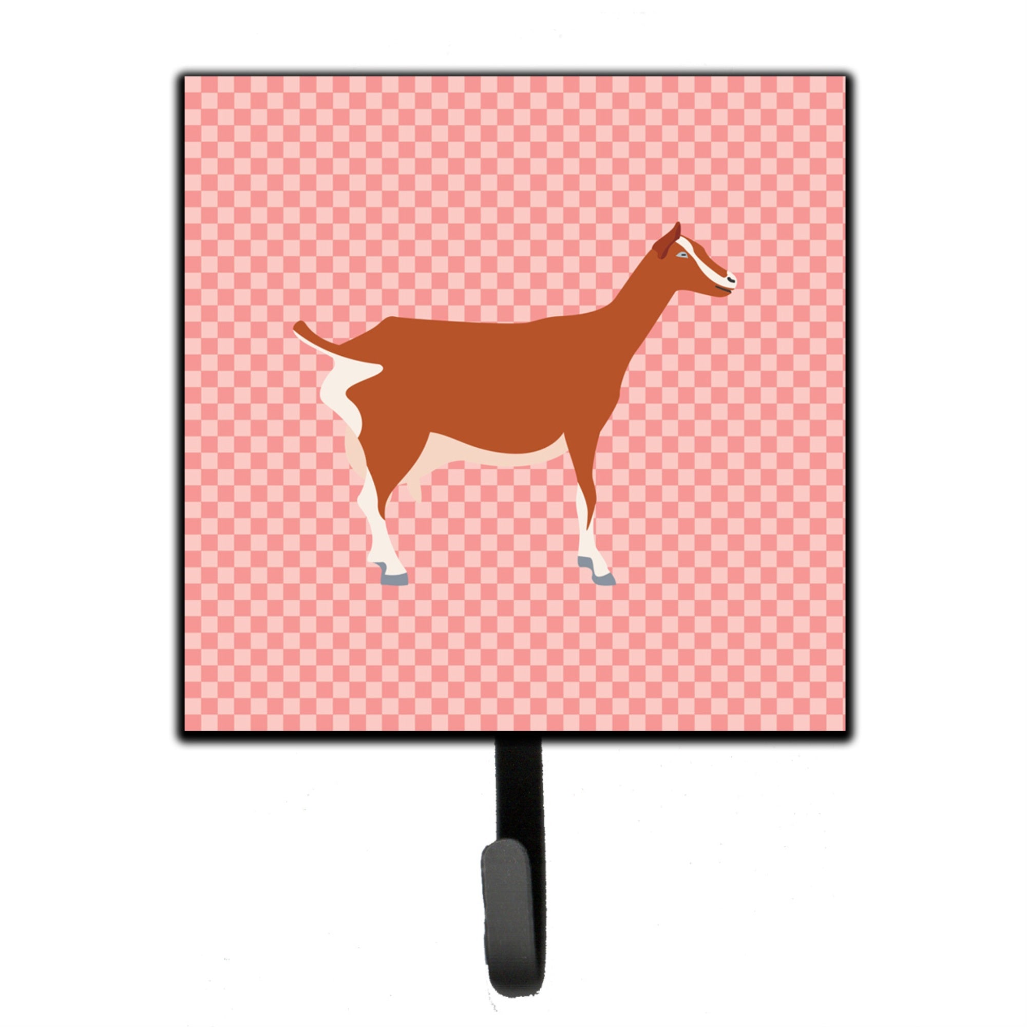 Caroline'S Treasures Toggenburger Goat Pink Check Wall Hook, Small, Multicolor
