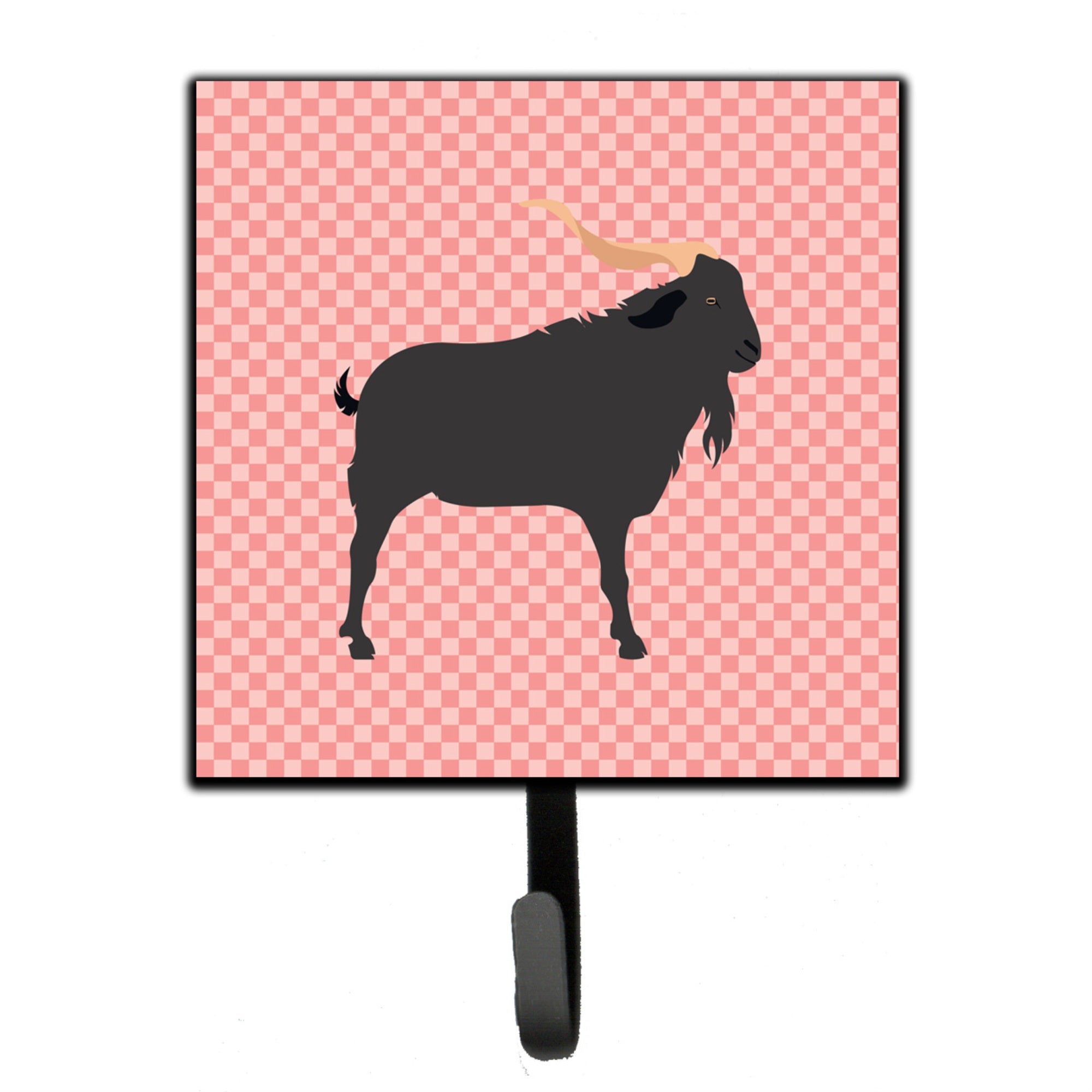 Caroline'S Treasures Verata Goat Pink Check Wall Hook, Small, Multicolor
