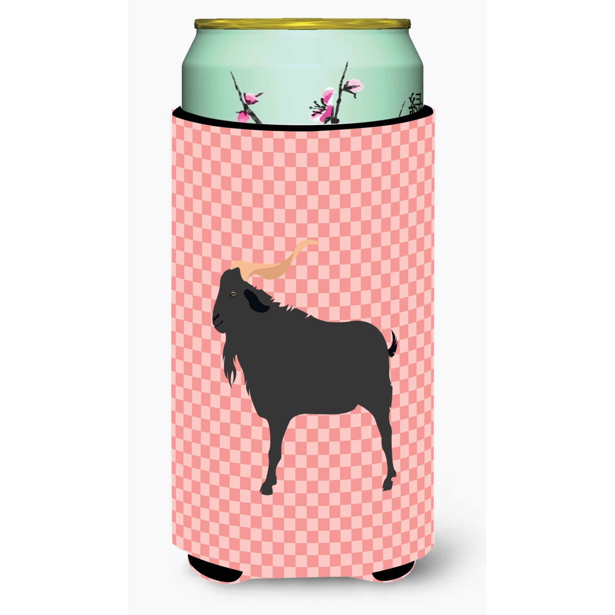 Caroline'S Treasures Verata Goat Pink Check Decorative Can Hugger, Tall Boy, Multicolor