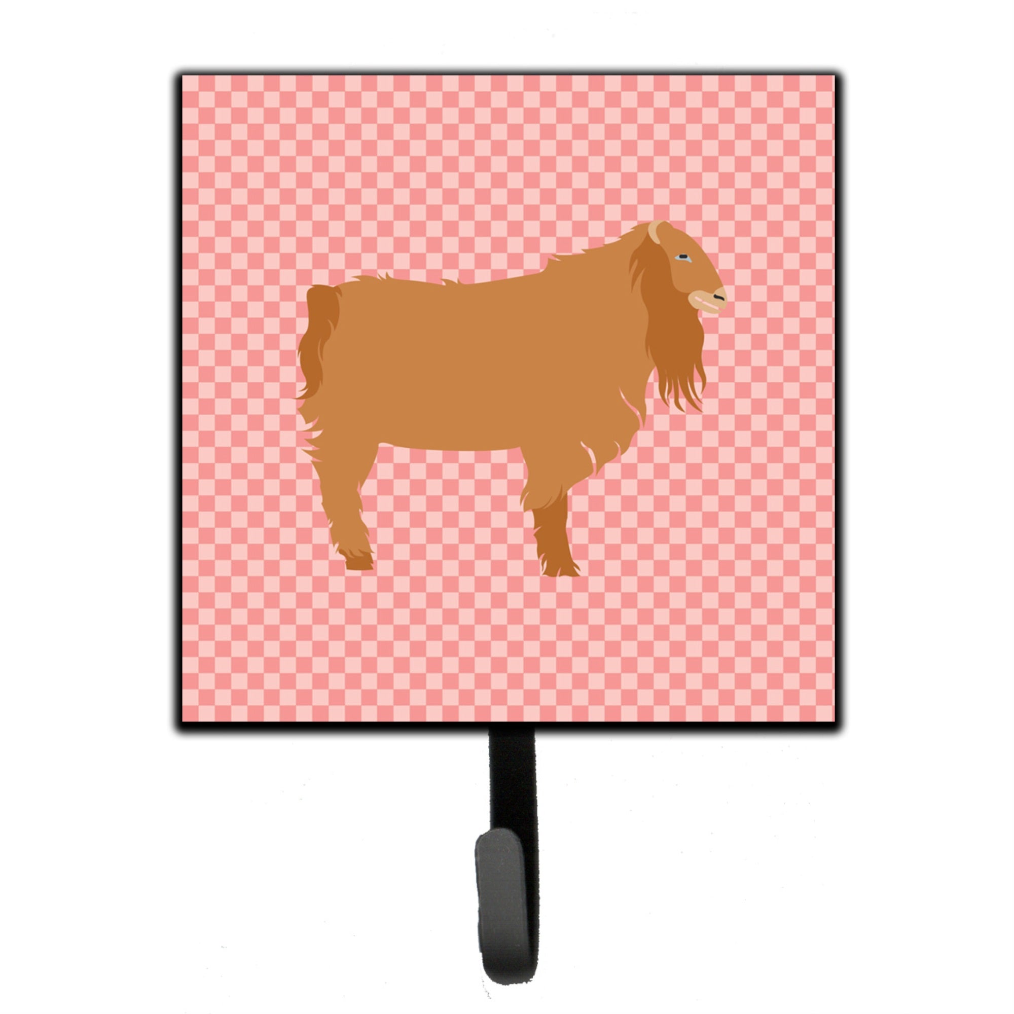 Caroline'S Treasures American Lamancha Goat Pink Check Wall Hook, Small, Multicolor