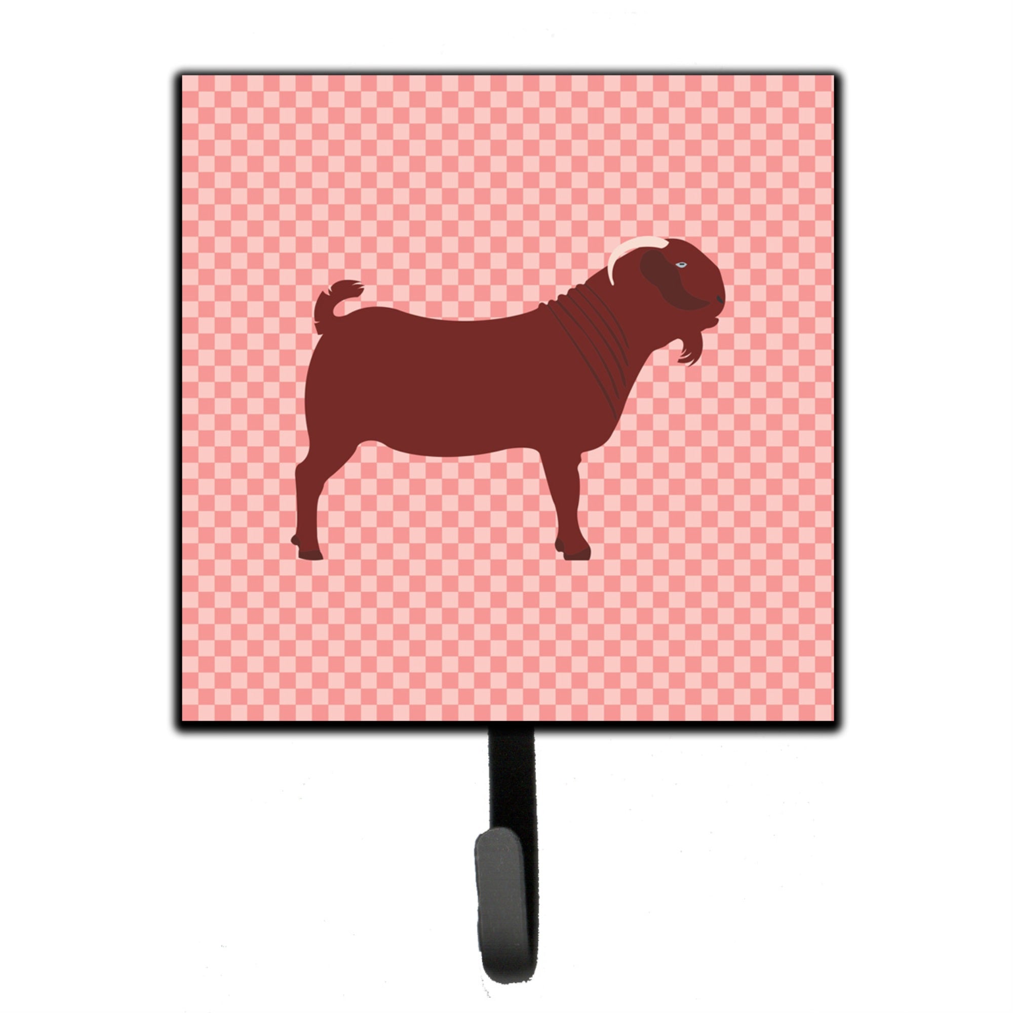 Caroline'S Treasures Kalahari Red Goat Pink Check Wall Hook, Small, Multicolor