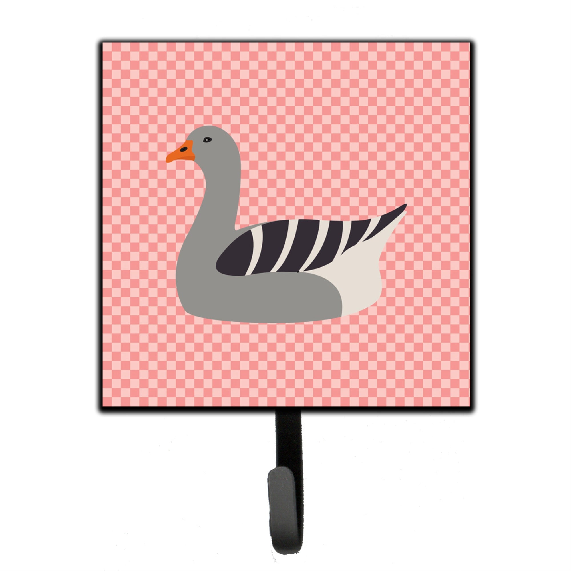 Caroline'S Treasures Pilgrim Goose Pink Check Wall Hook, Small, Multicolor