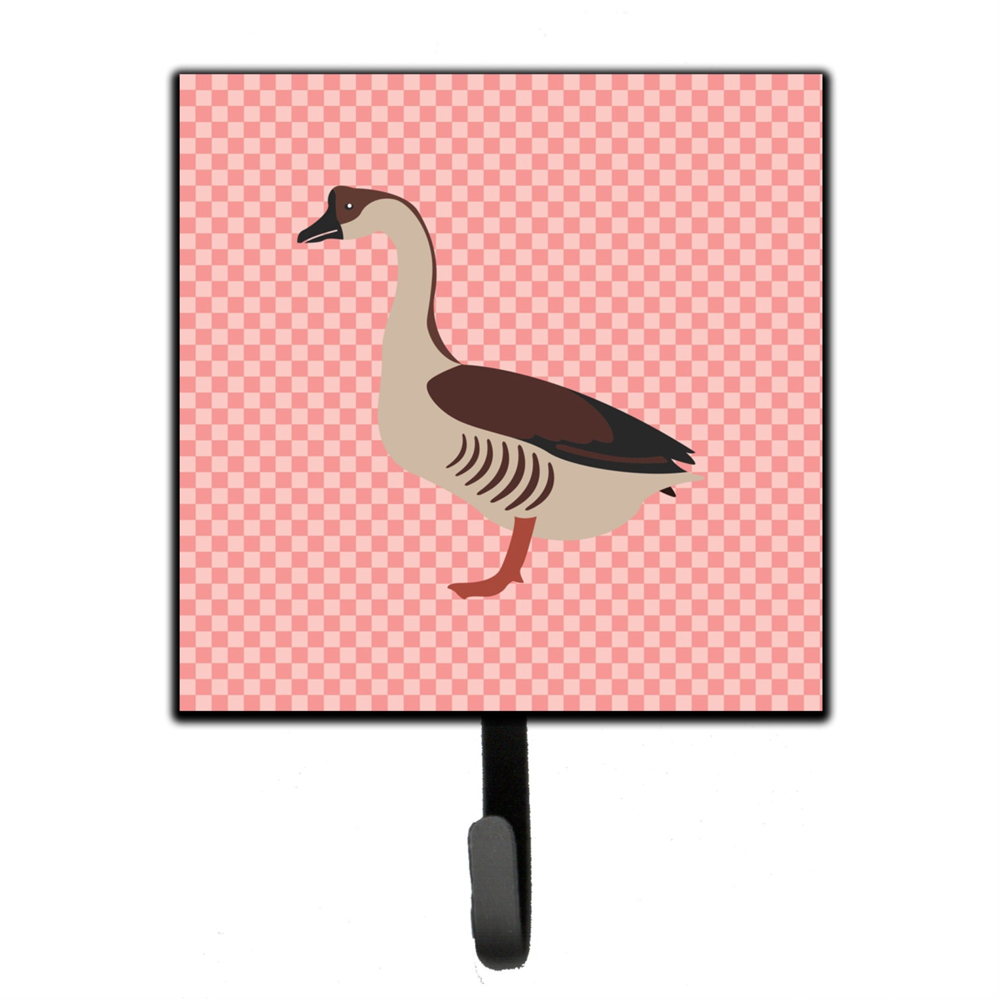 Caroline'S Treasures Chinese Goose Pink Check Wall Hook, Small, Multicolor