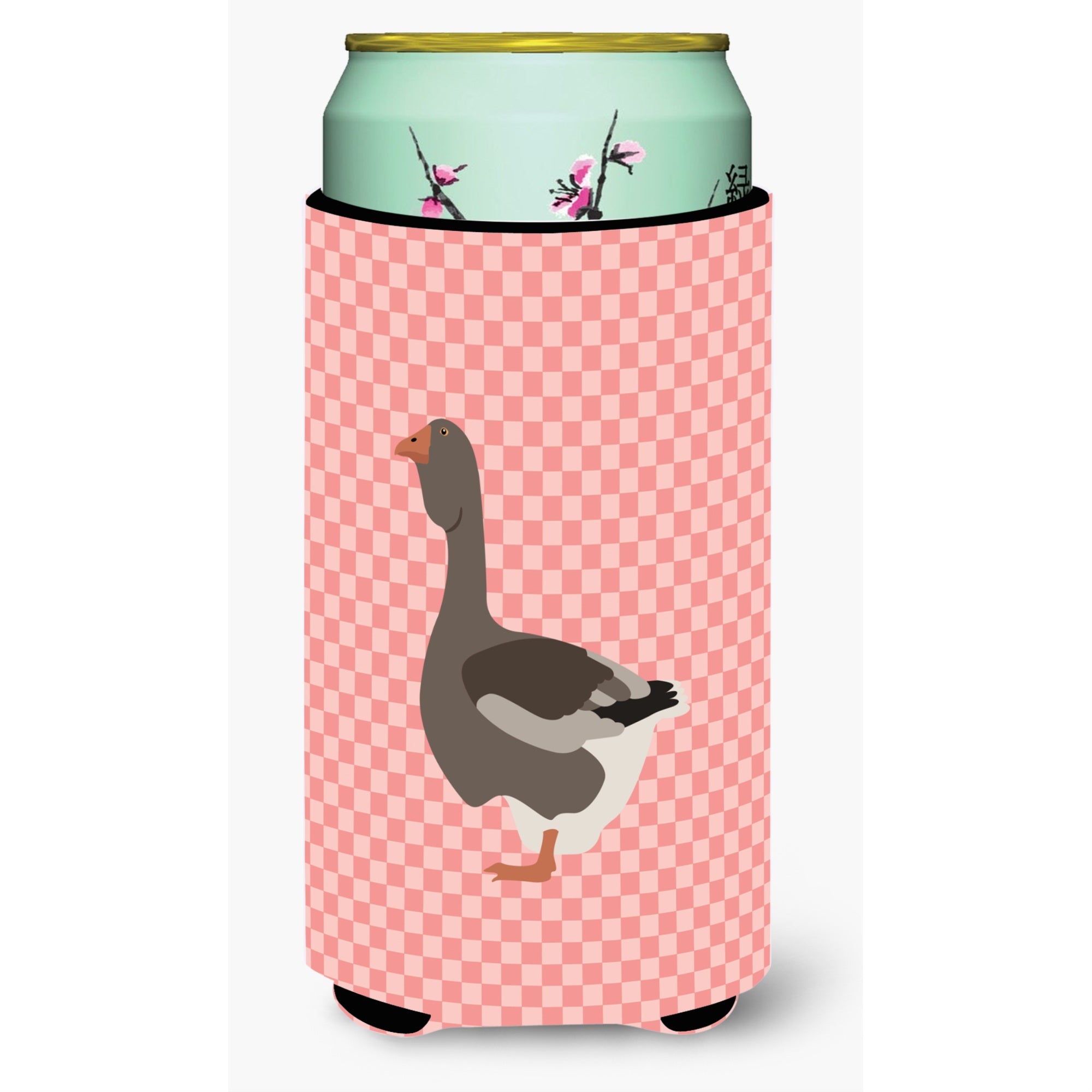 Caroline'S Treasures Toulouse Goose Pink Check Decorative Can Hugger, Tall Boy, Multicolor