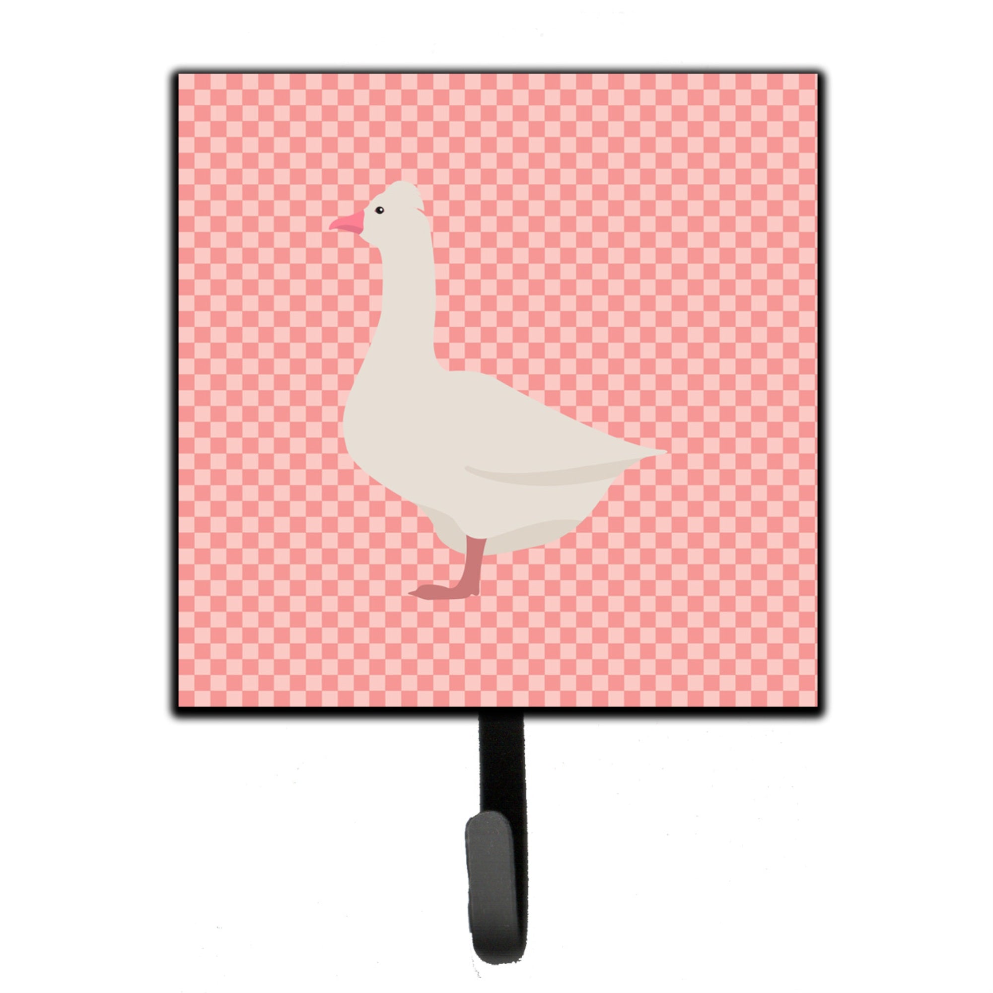 Caroline'S Treasures Roman Goose Pink Check Wall Hook, Small, Multicolor