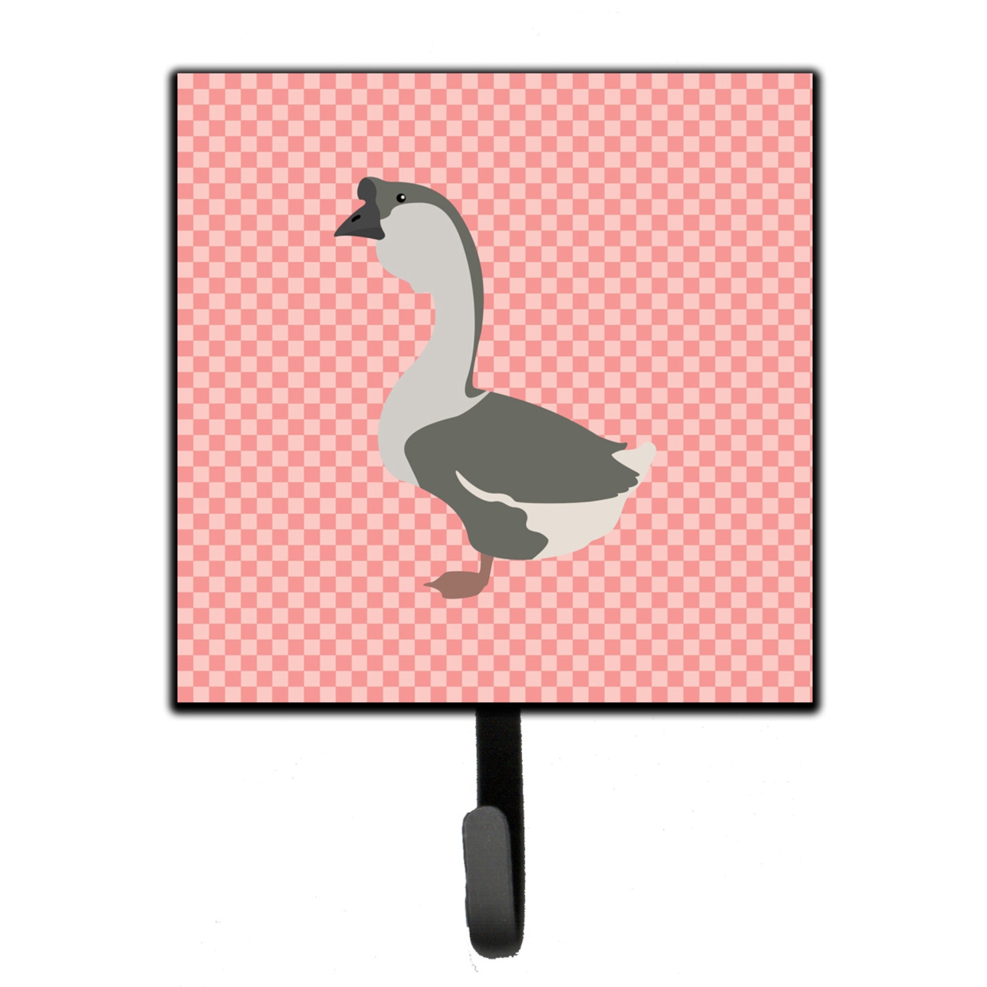 Caroline'S Treasures African Goose Pink Check Wall Hook, Small, Multicolor