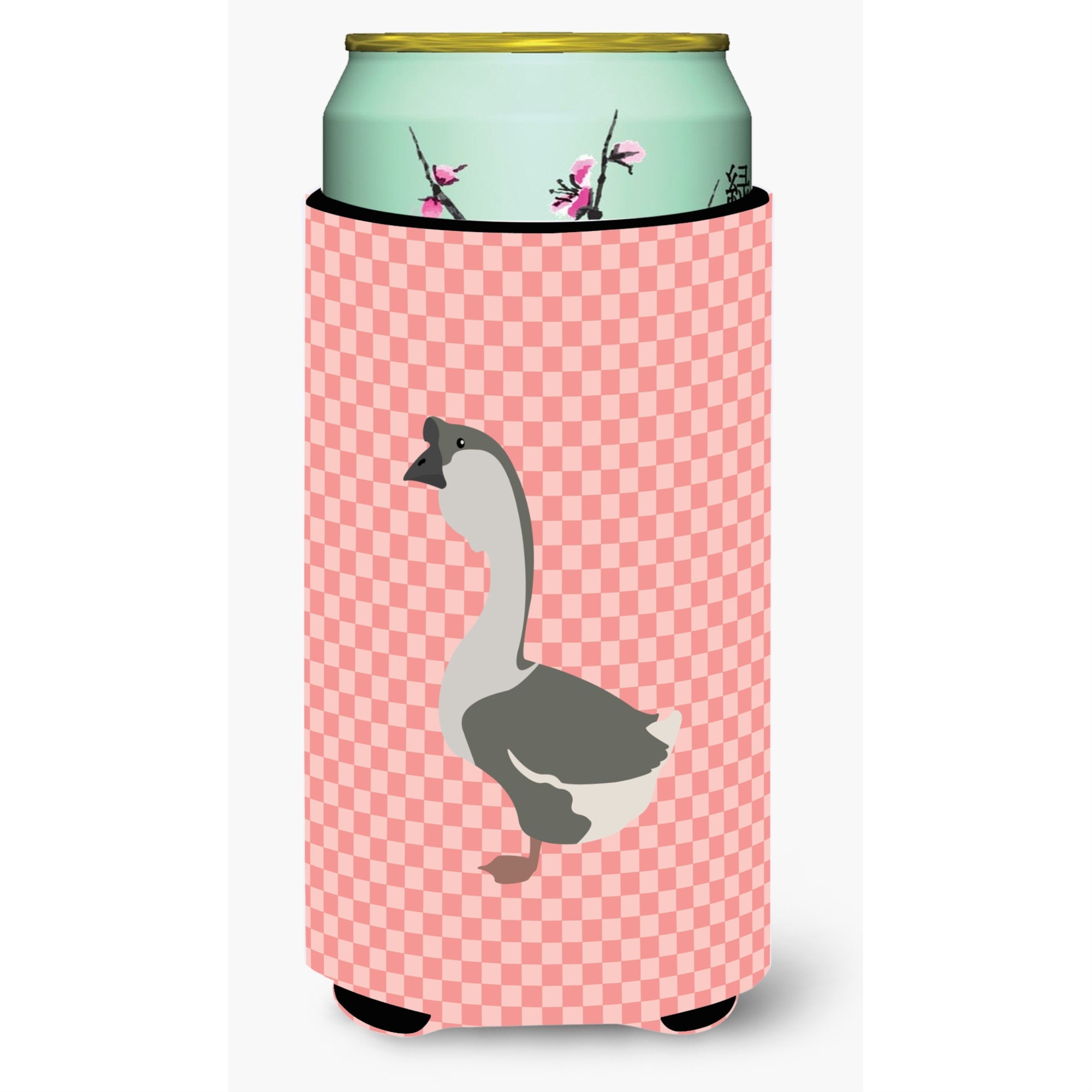 Caroline'S Treasures African Goose Pink Check Decorative Can Hugger, Tall Boy, Multicolor