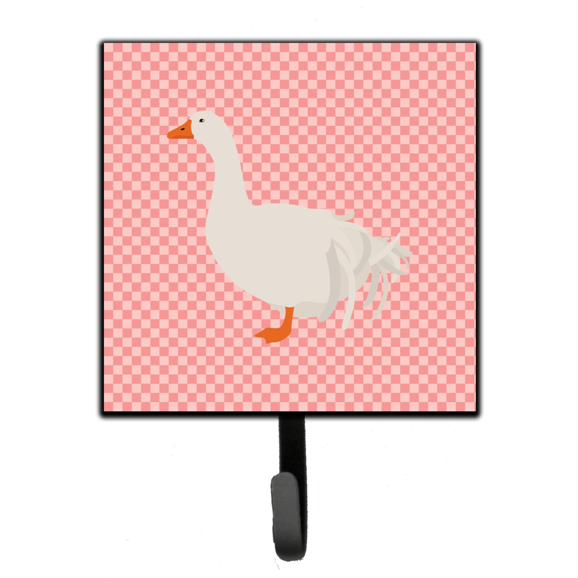 Caroline'S Treasures Sebastopol Goose Pink Check Wall Hook, Small, Multicolor