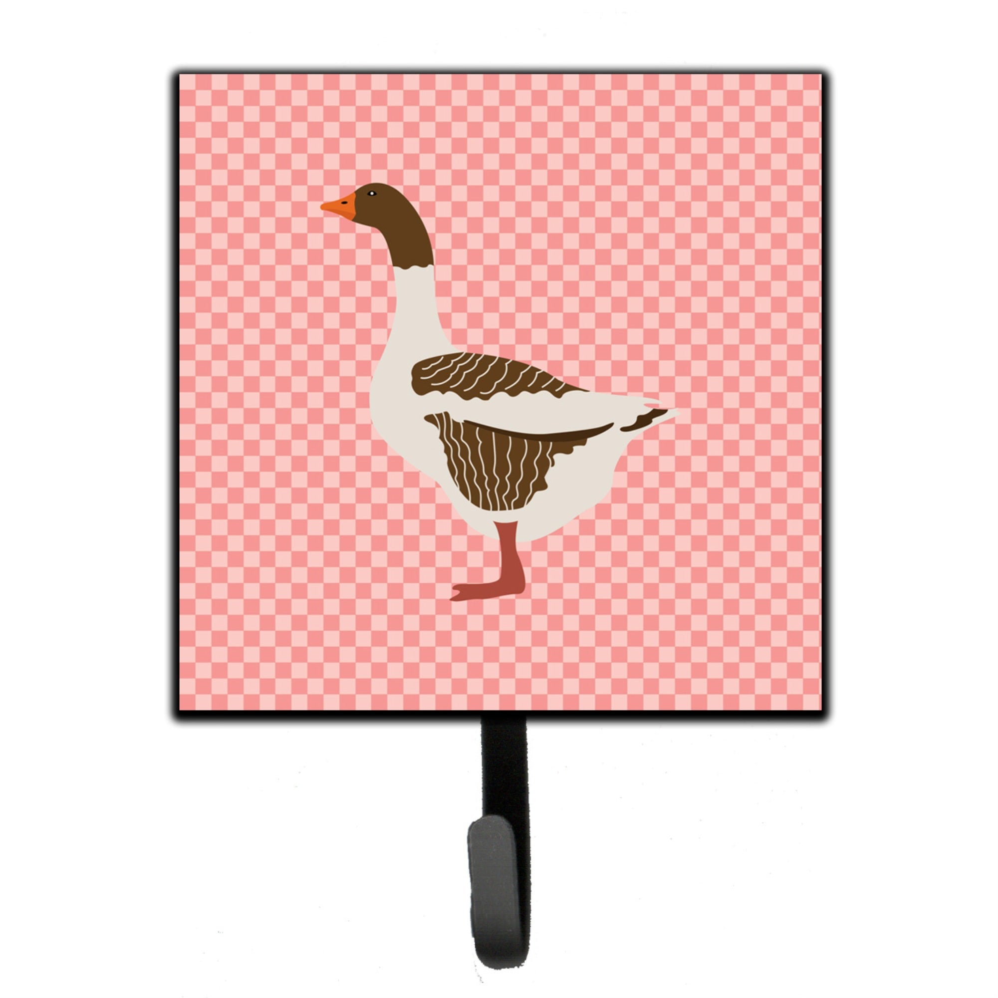 Caroline'S Treasures Pomeranian Rogener Goose Pink Check Wall Hook, Small, Multicolor