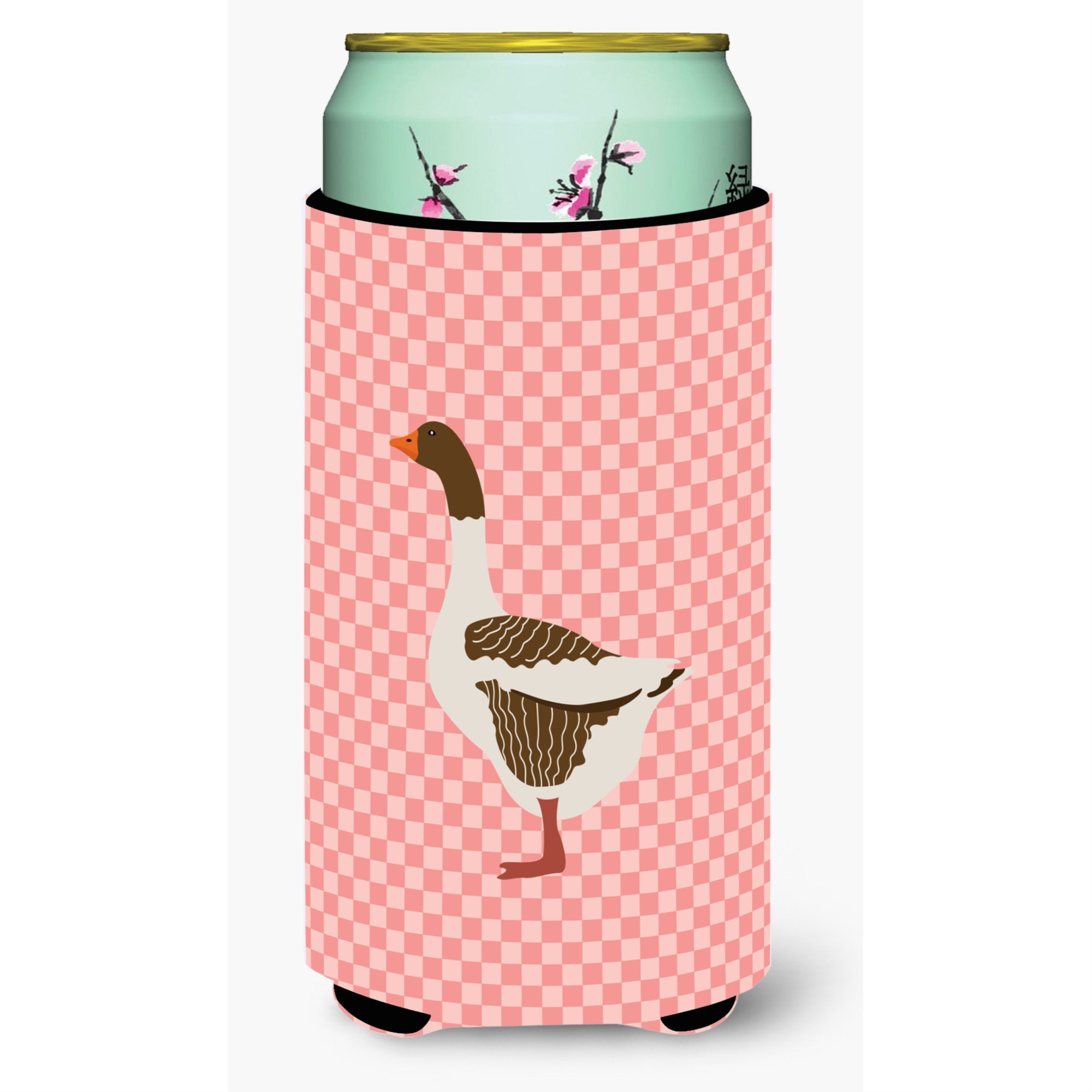 Caroline'S Treasures Pomeranian Rogener Goose Pink Check Decorative Can Hugger, Tall Boy, Multicolor