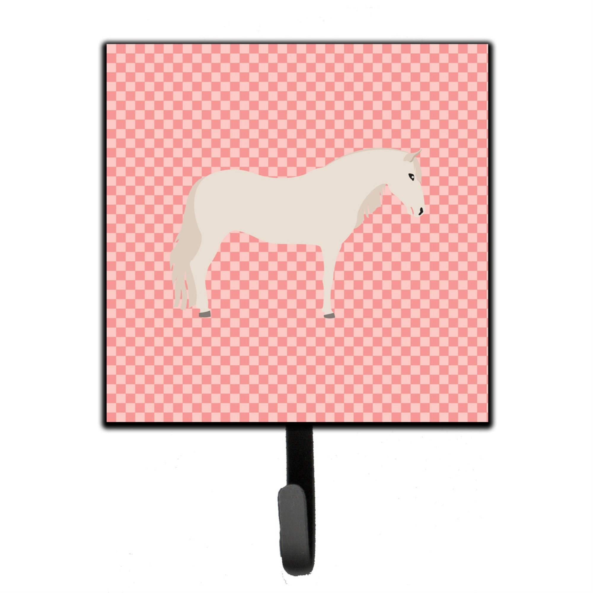 Caroline'S Treasures Paso Fino Horse Pink Check Wall Hook, Small, Multicolor