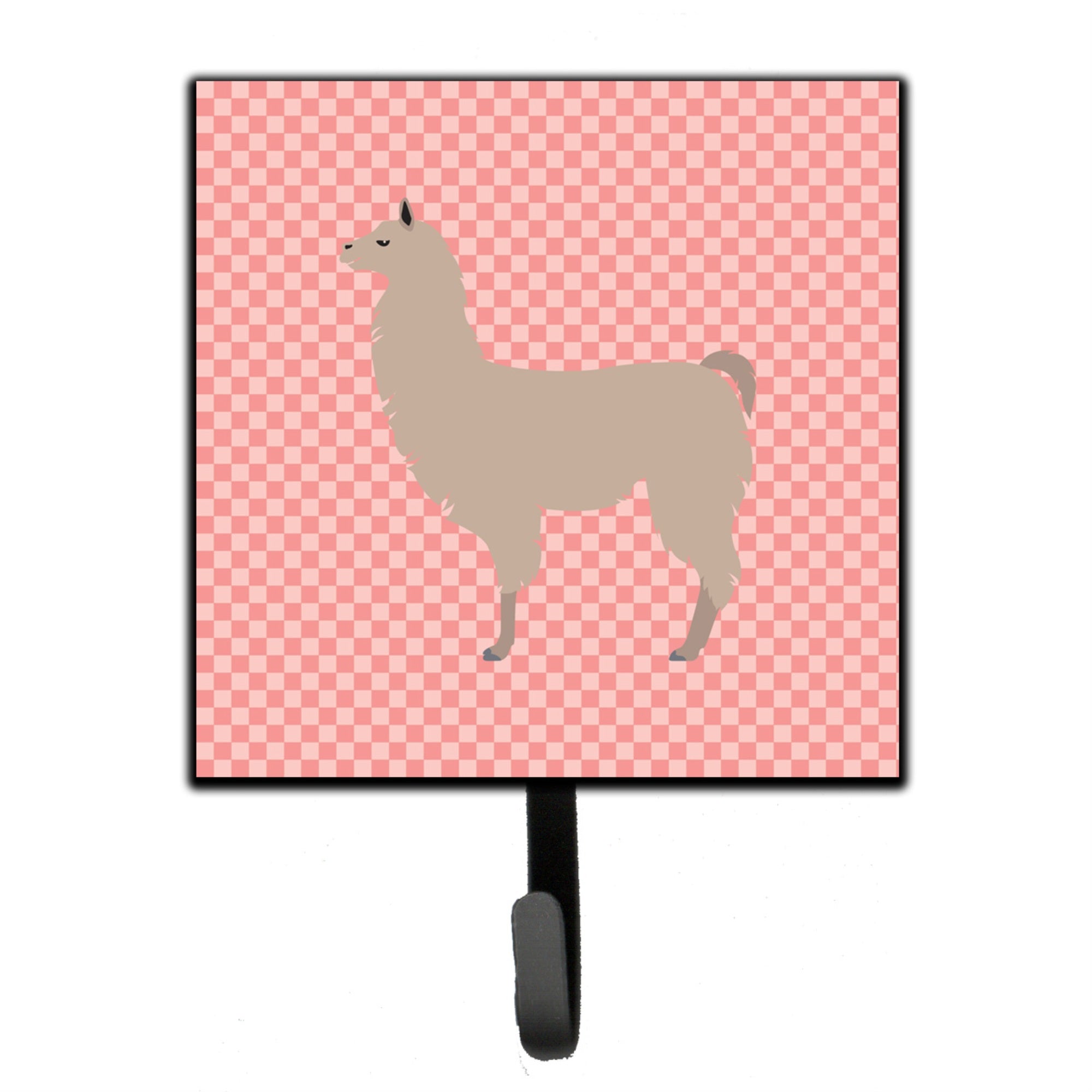 Caroline'S Treasures Llama Pink Check Wall Hook, Small, Multicolor