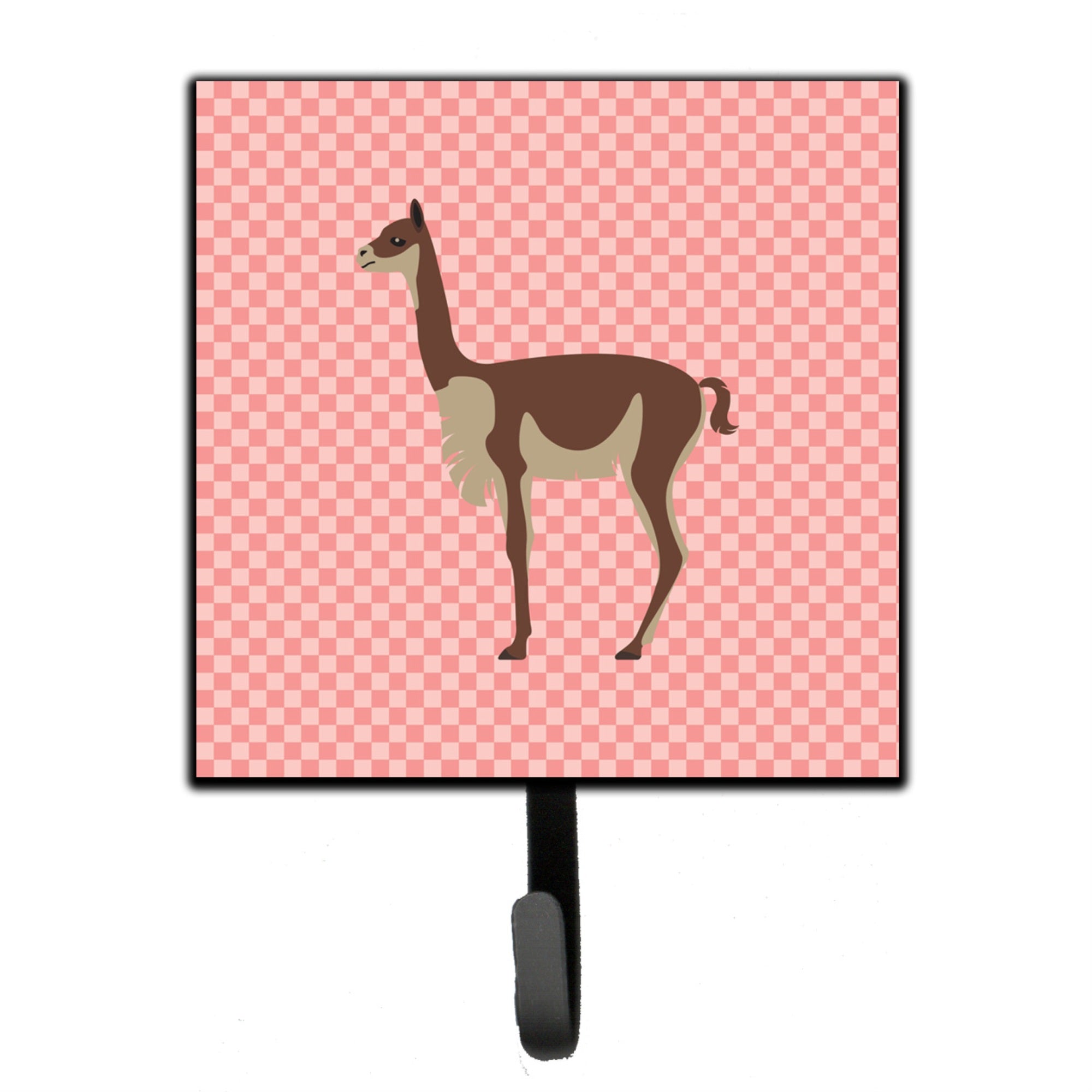 Caroline'S Treasures Vicugna Or Vicuna Pink Check Wall Hook, Small, Multicolor