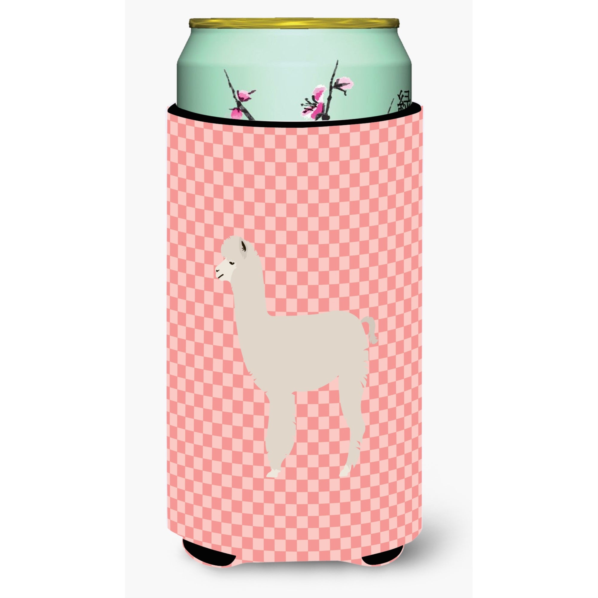 Caroline'S Treasures Alpaca Pink Check Decorative Can Hugger, Tall Boy, Multicolor