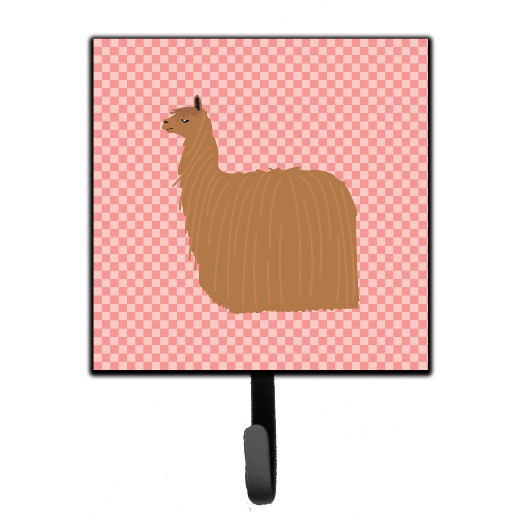 Caroline'S Treasures Alpaca Suri Pink Check Wall Hook, Small, Multicolor
