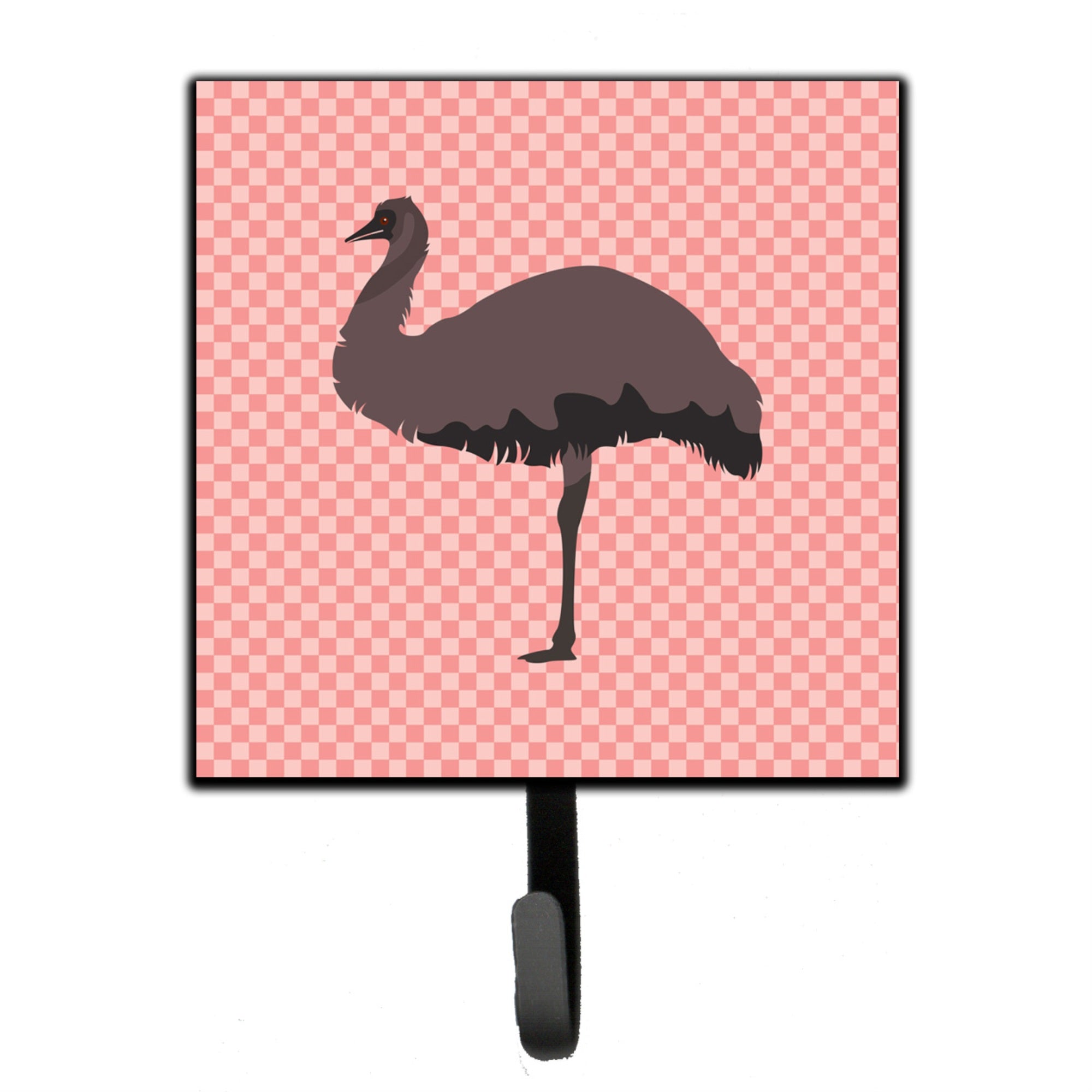 Caroline'S Treasures Emu Pink Check Wall Hook, Small, Multicolor