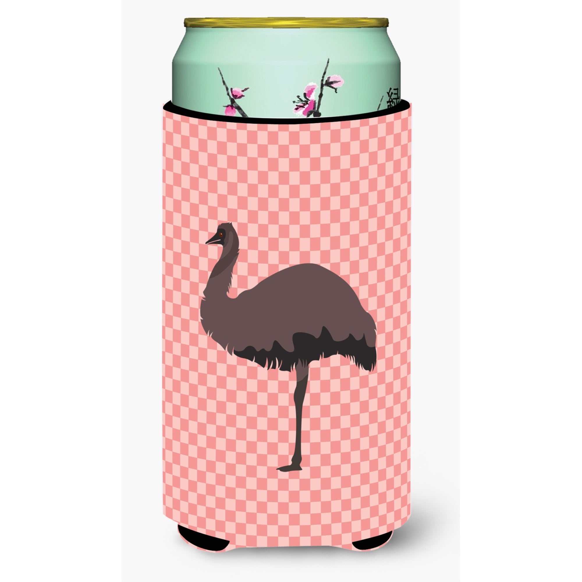 Caroline'S Treasures Emu Pink Check Decorative Can Hugger, Tall Boy, Multicolor