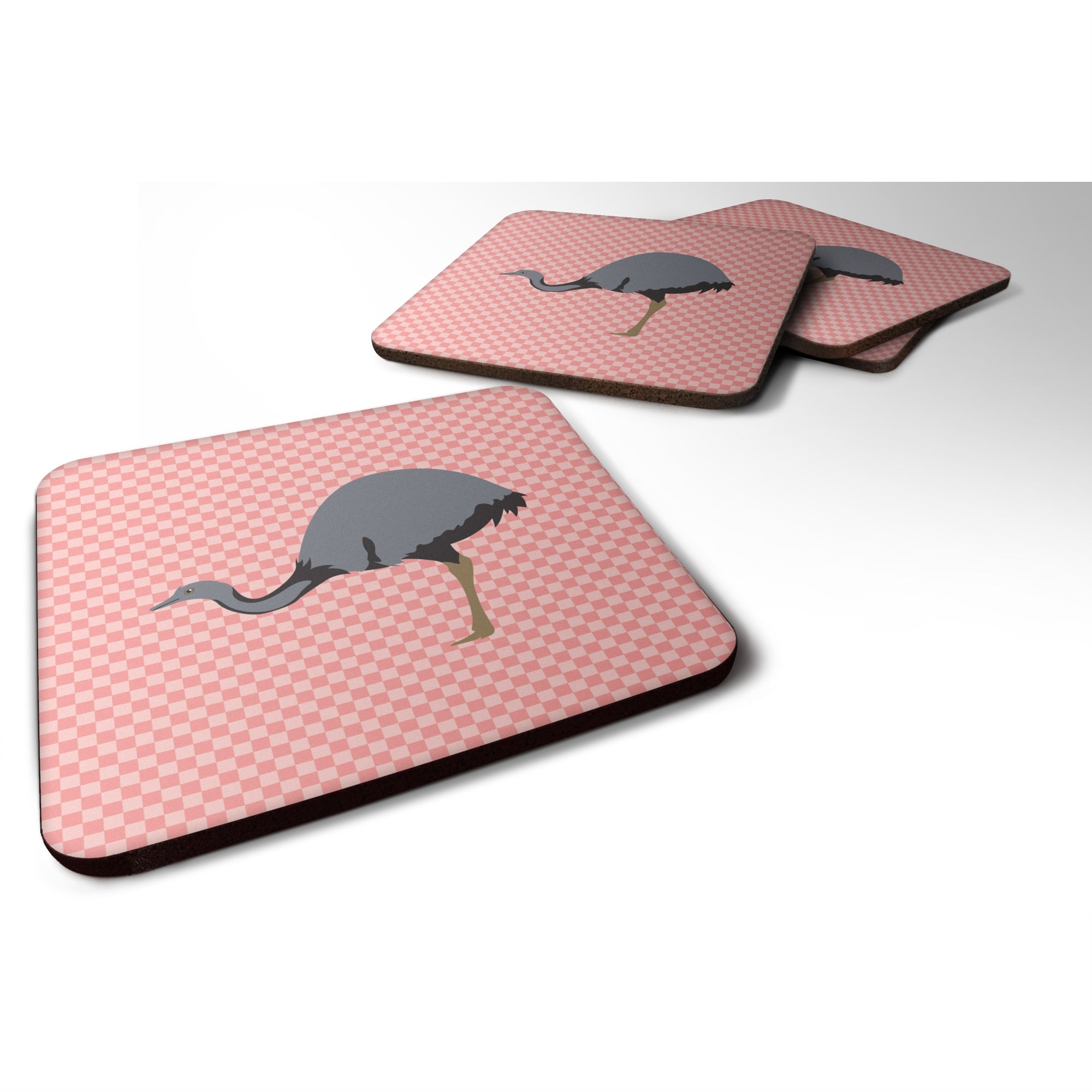 Caroline'S Treasures Rhea Pink Check Decorative Coasters, 3.5, Multicolor