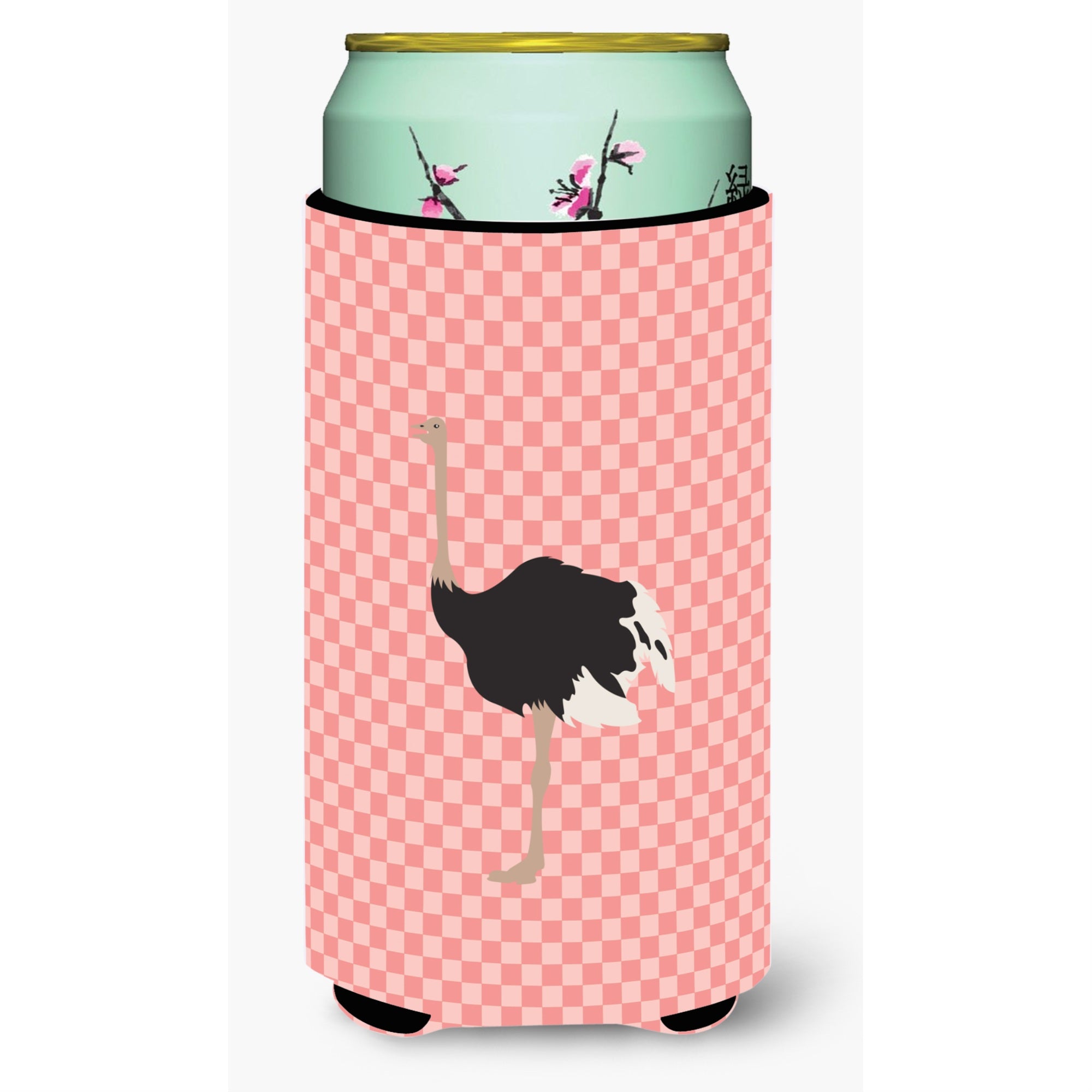 Caroline'S Treasures Common Ostrich Pink Check Decorative Can Hugger, Tall Boy, Multicolor